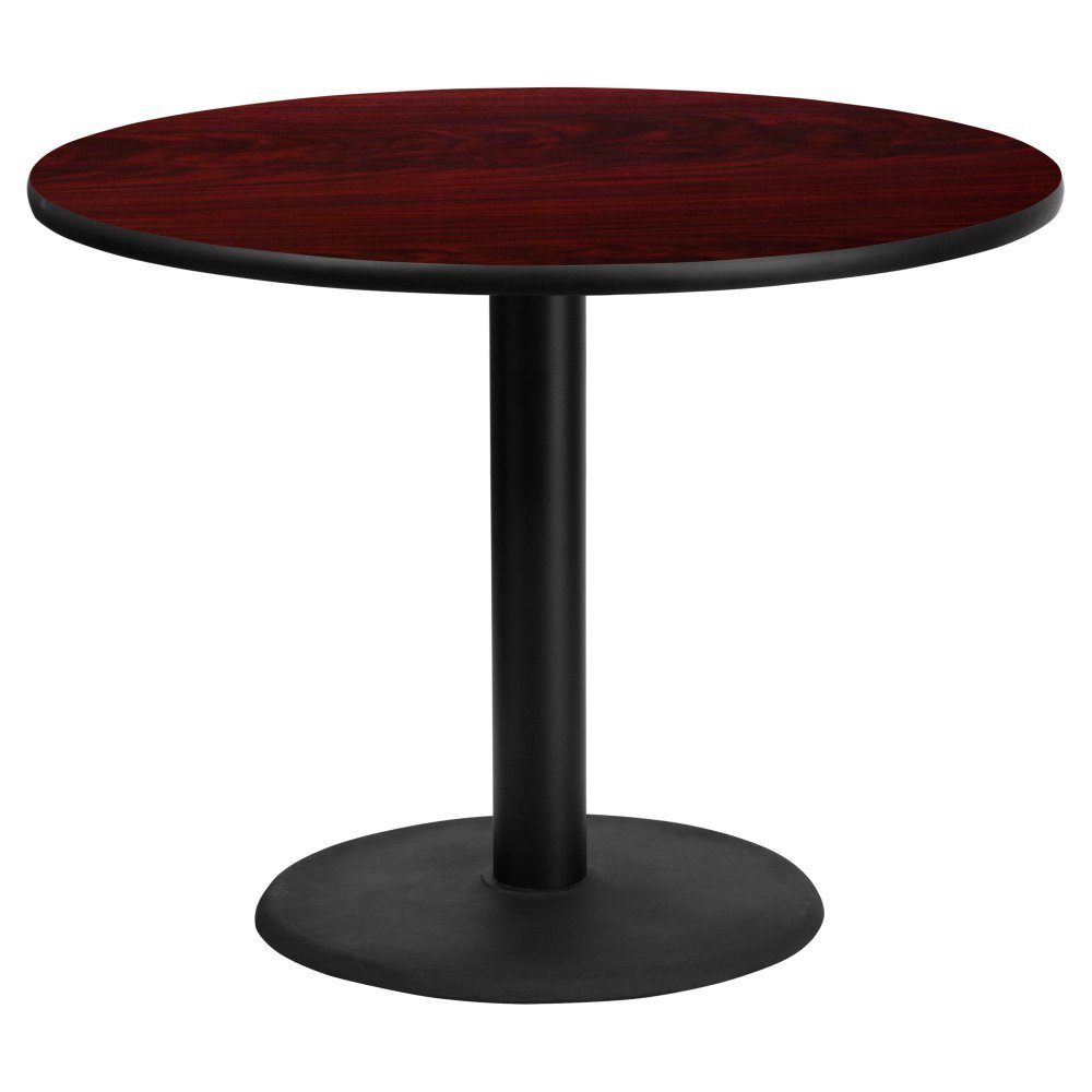 Flash Furniture Graniss 42-Inch Round Mahogany Laminate Dining Table with 24-Inch Height Base - Perfect for Kitchen, Dining Room, and Small Space Gatherings
