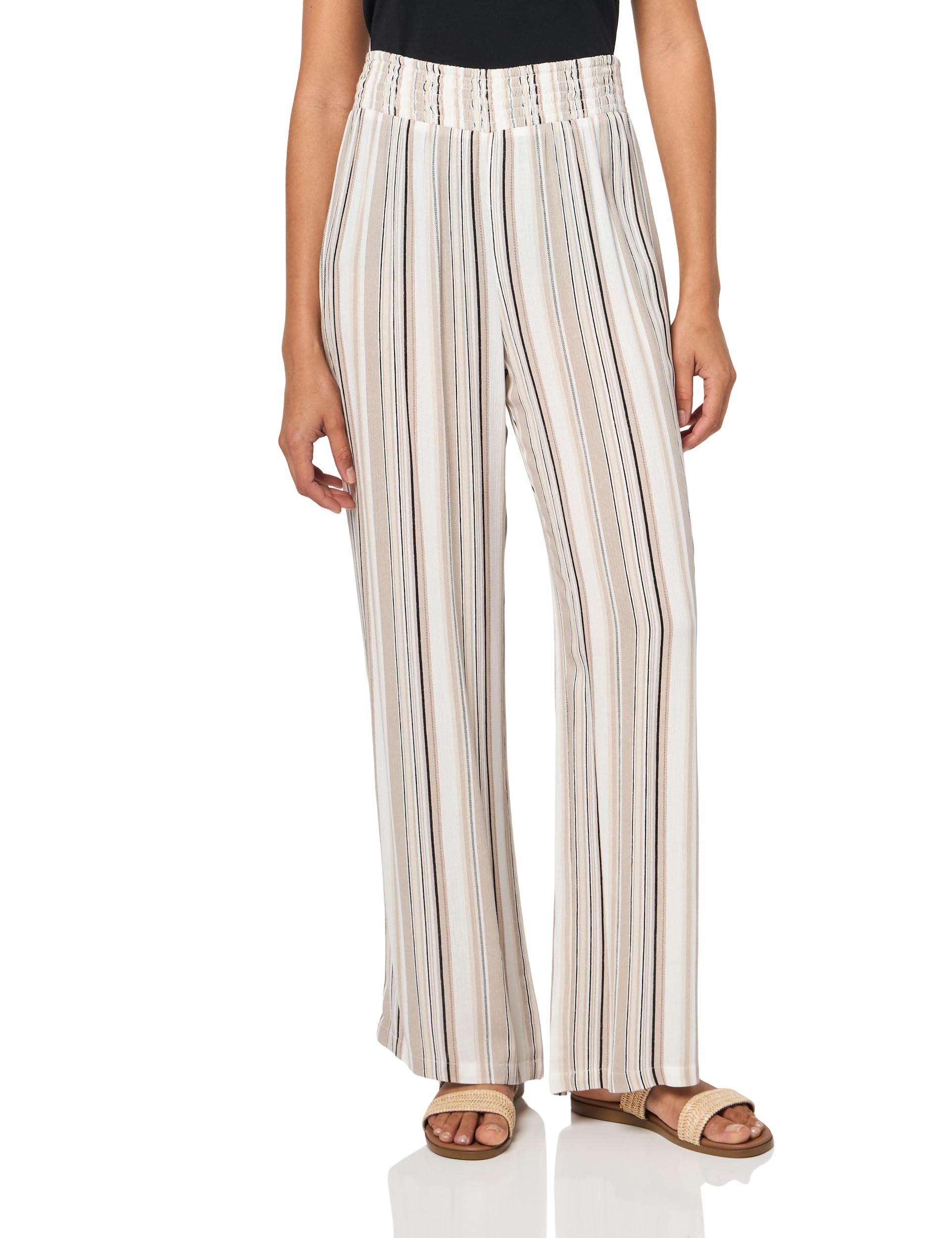 AGB Women's Comfortable Pull-On Wide Leg Pants - Soft Stretchy High Waist Trousers for Work, Office & Casual Wear
