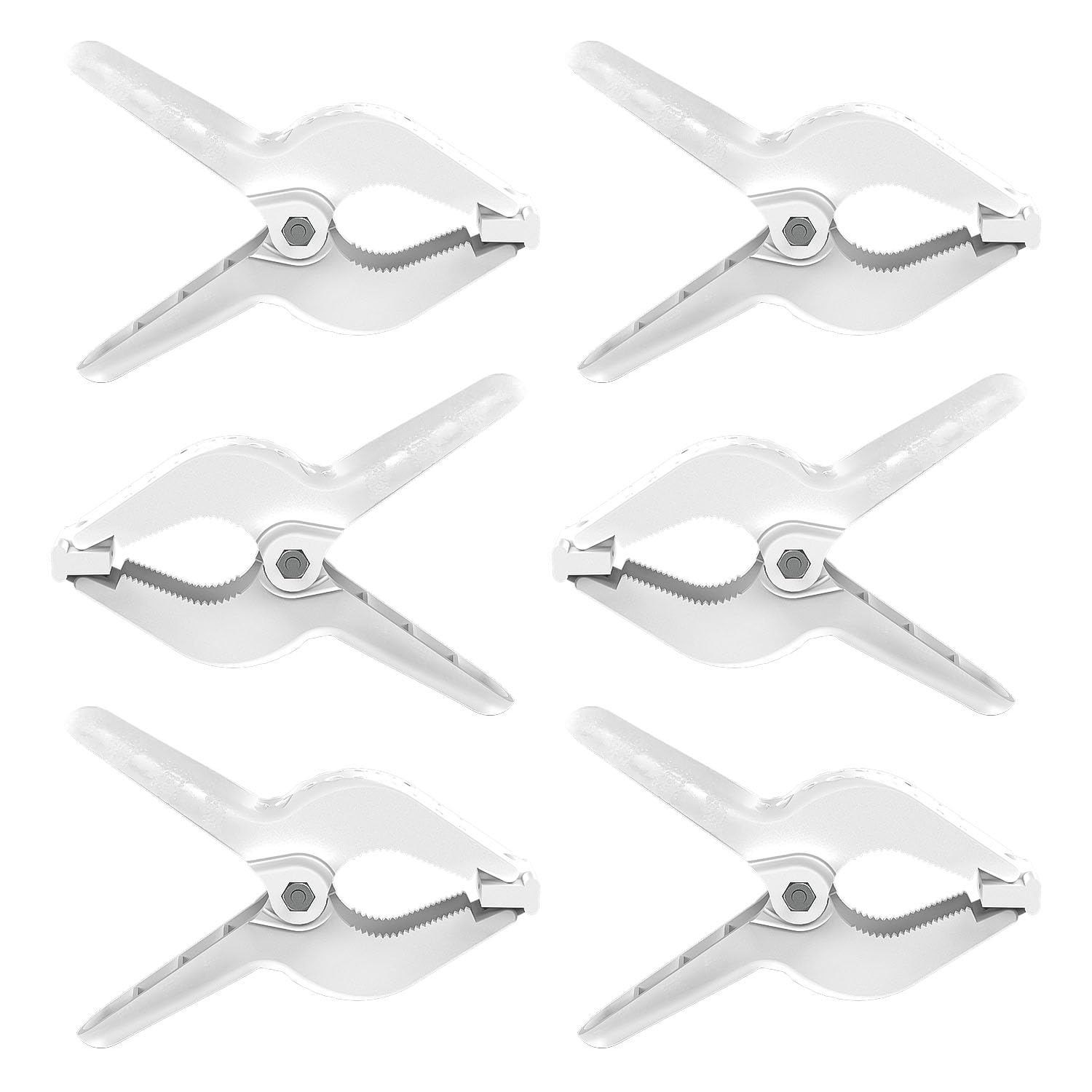 LimoStudio (6 Pack) 4.5 Inch White Spring Clamps for Studio Photography, Canvas Painting, Muslin Backdrops, Paper Crafts & Woodworking - Heavy Duty Clamping Clips with Flexible Teeth & Comfortable Grip (AGG3355) - Perfect for DIY Projects, Art Studios & Home Workshops