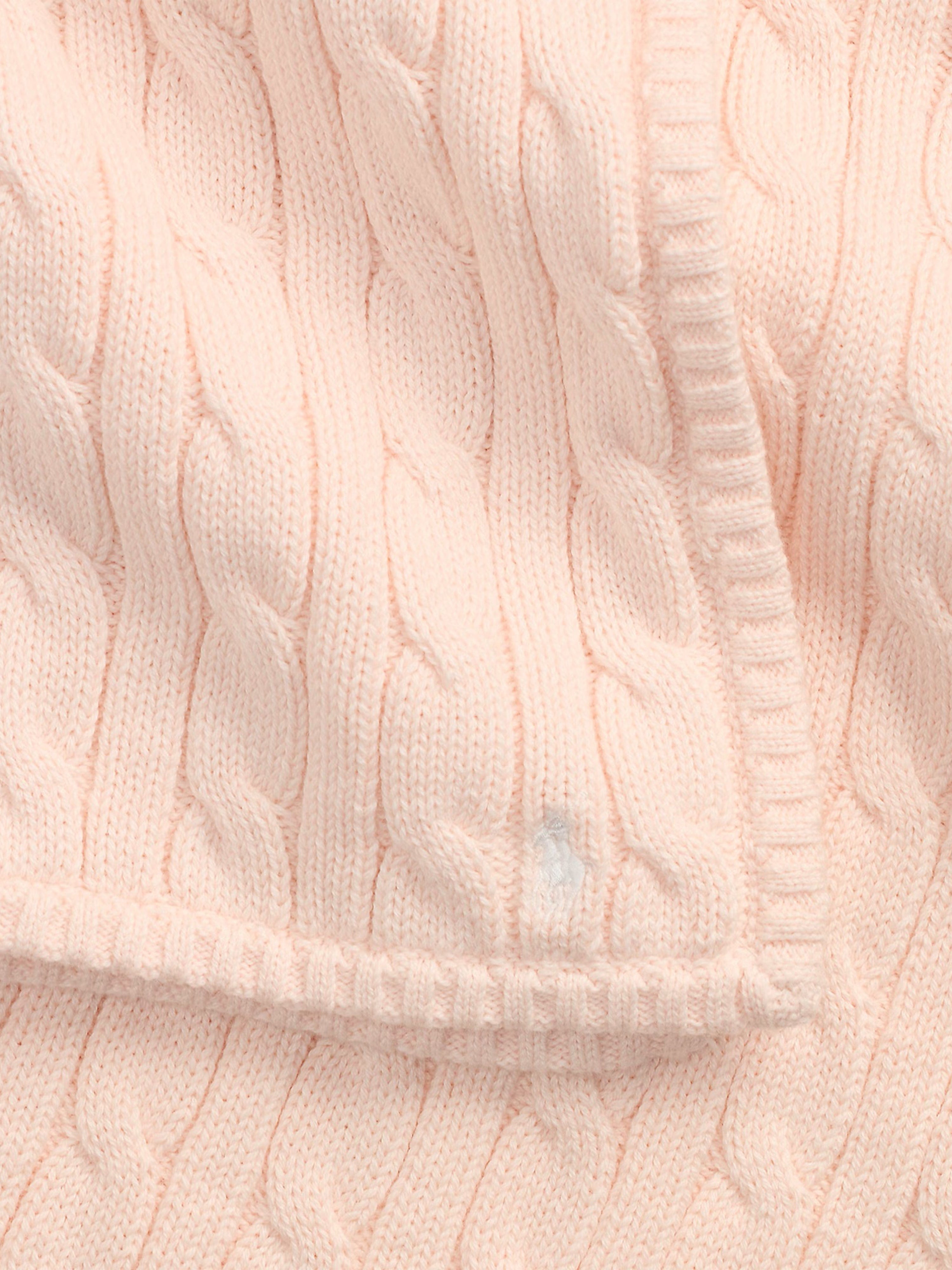 Pink Baby Girls Cable Knit Cotton Blanket - Soft & Cozy 40