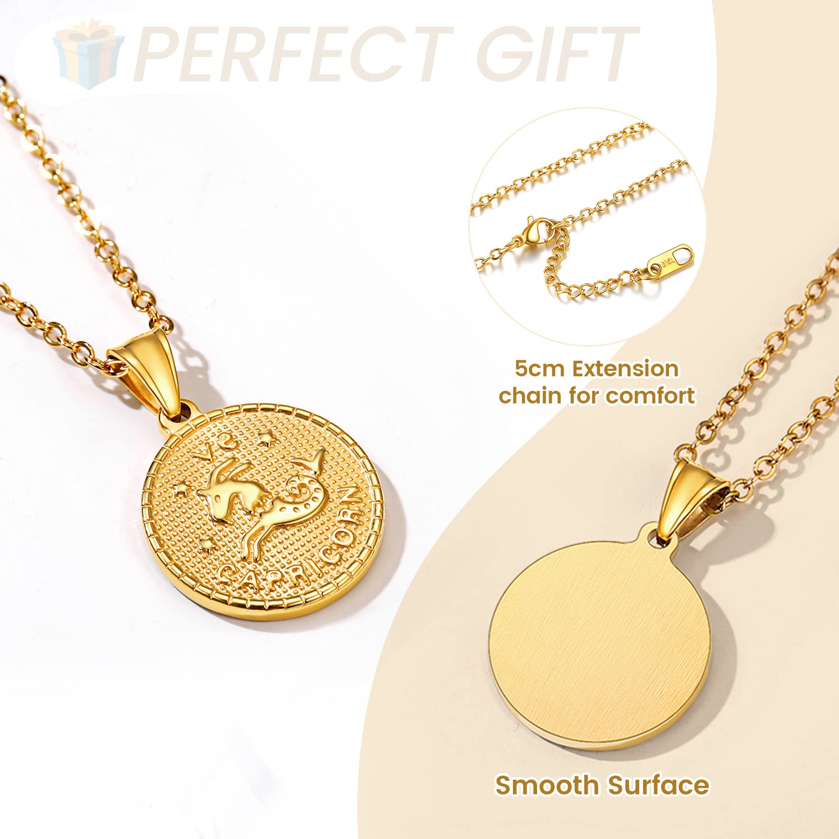 GOLDCHIC Zodiac Necklace for Women & Men - 12 Constellation Coin Horoscope Pendant, Astrology Jewelry Gift for Birthday, Anniversary & Good Luck Charm | Perfect for Daily Wear, Special Occasions & Spiritual Healing