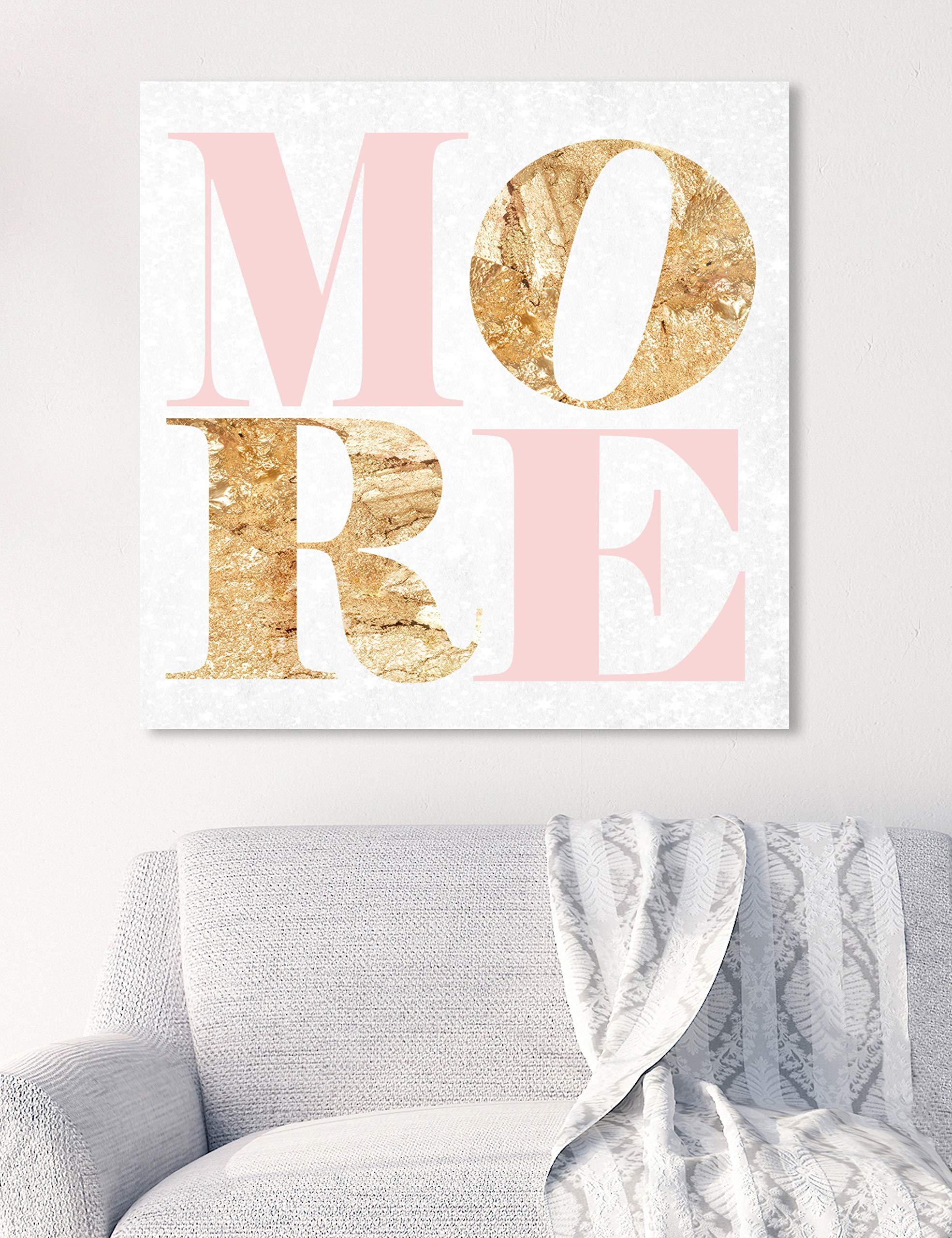 Oliver Gal Artist Co. 'Love More Romance' Typography Wall Art Canvas Print - 24x24 Inches Gold & Pink Home Decor for Bedroom, Living Room & Office