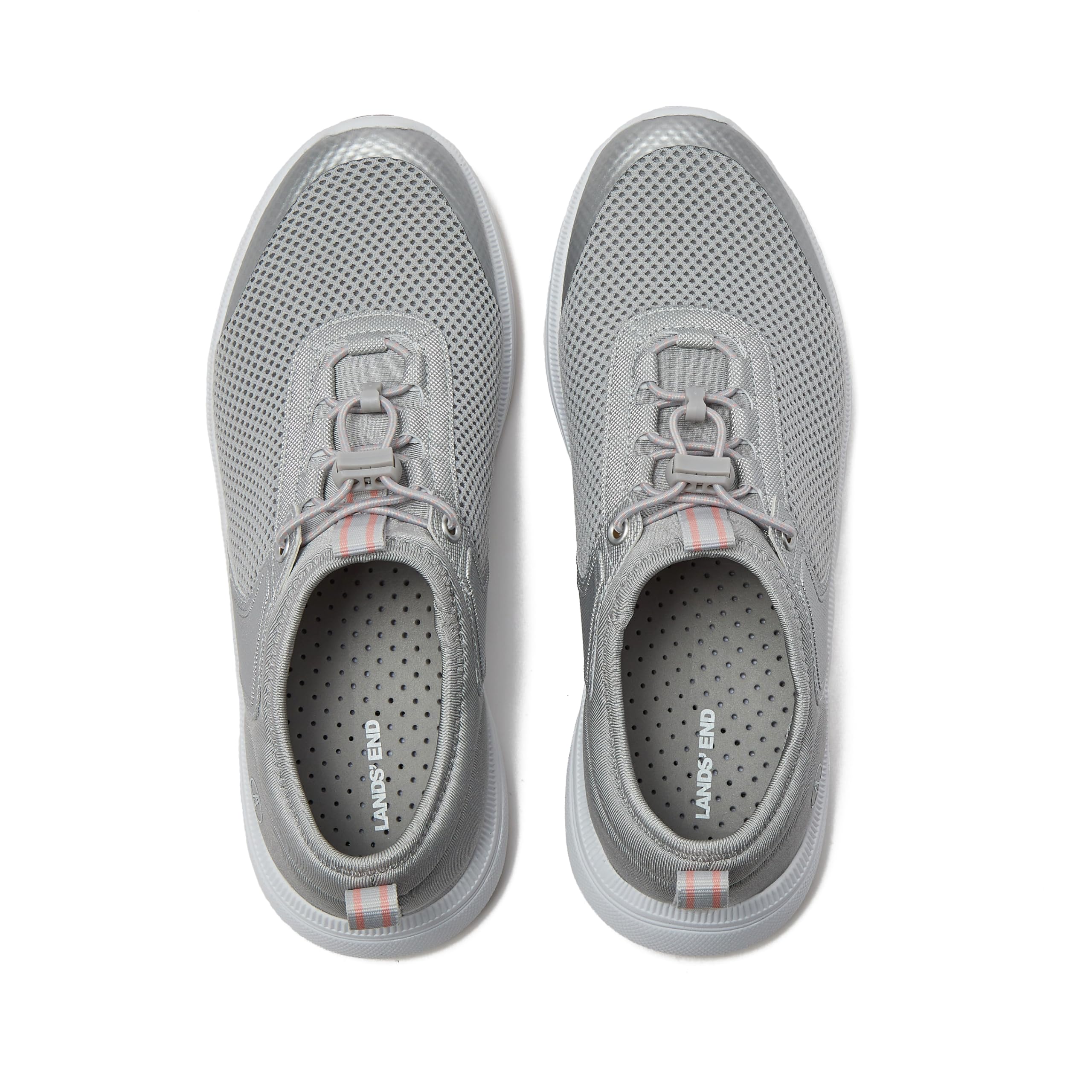**Lands' End Women's Quick-Dry Mesh Slip-On Water Sneakers - Lightweight Sport Shoes with Drainage Holes for Beach, Pool & Water Activities - Black or Silver - Sizes 6-11**    *(Ideal for Swimming, Kayaking, Boating & Outdoor Adventures)*