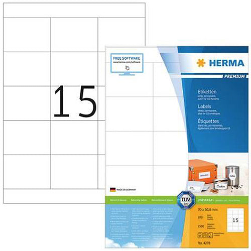 Premium A4 Label Sheets 70 x 50.8mm (4278) - Perfect for Office Organization, Shipping Labels & Mailing