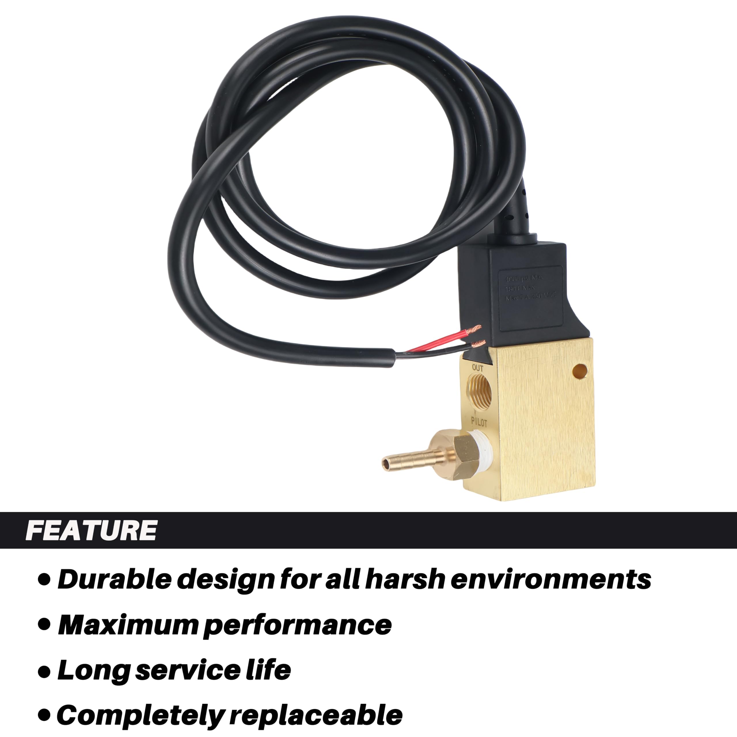 100879 Reedless Flow Switch with Pilot Feature, 3/8in FPT Inlet/Outlet, 5amp, 12.0 GPM, 4000 psi - High Pressure Water Flow Monitor for Industrial Hydraulic Systems & Plumbing Applications