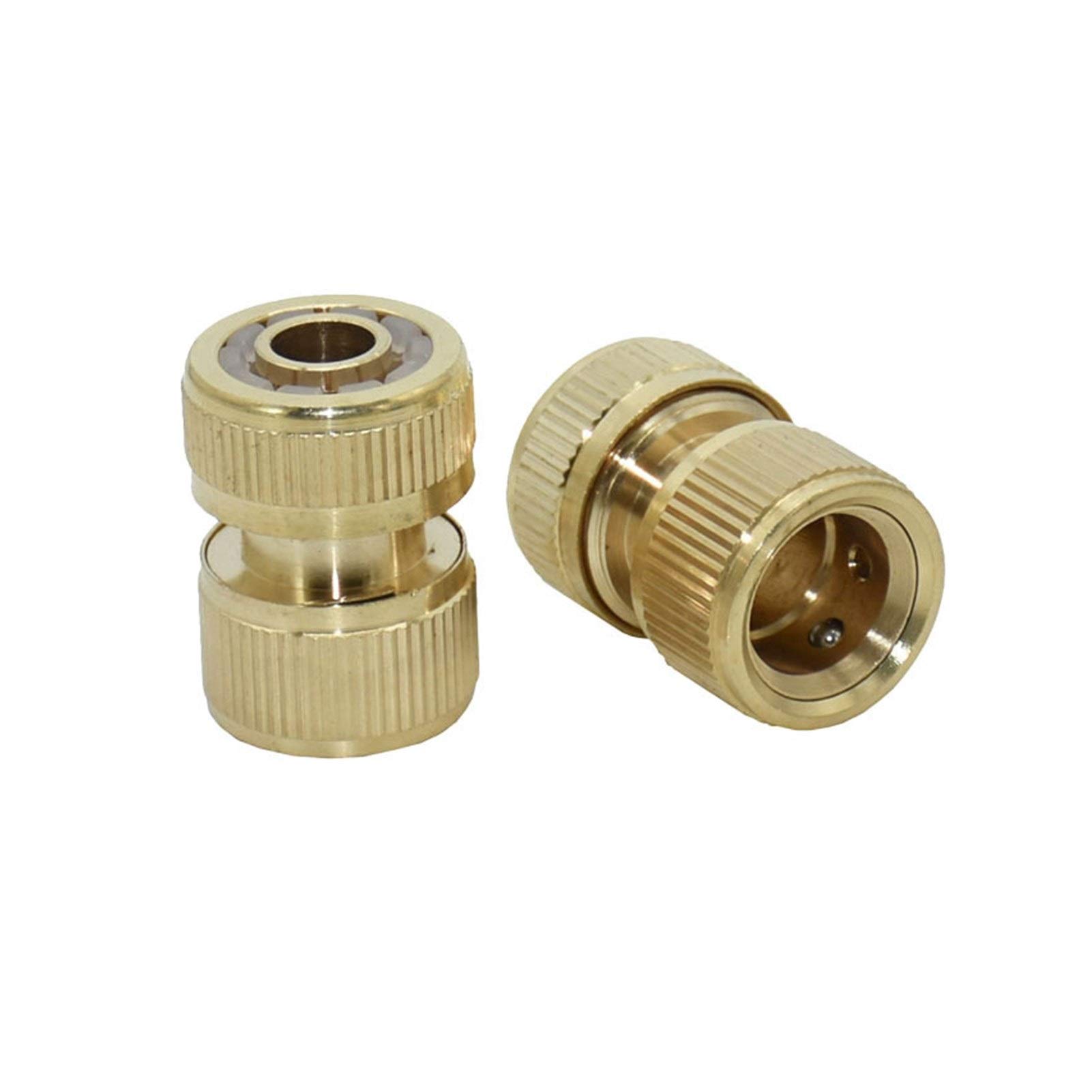 1/2 Inch Brass Garden Hose Quick Connector - 16mm Water Stop Fitting for Irrigation Systems | Durable Copper Coupling for Outdoor Watering, Lawn Care & Gardening Tools (Waterstop Connector)