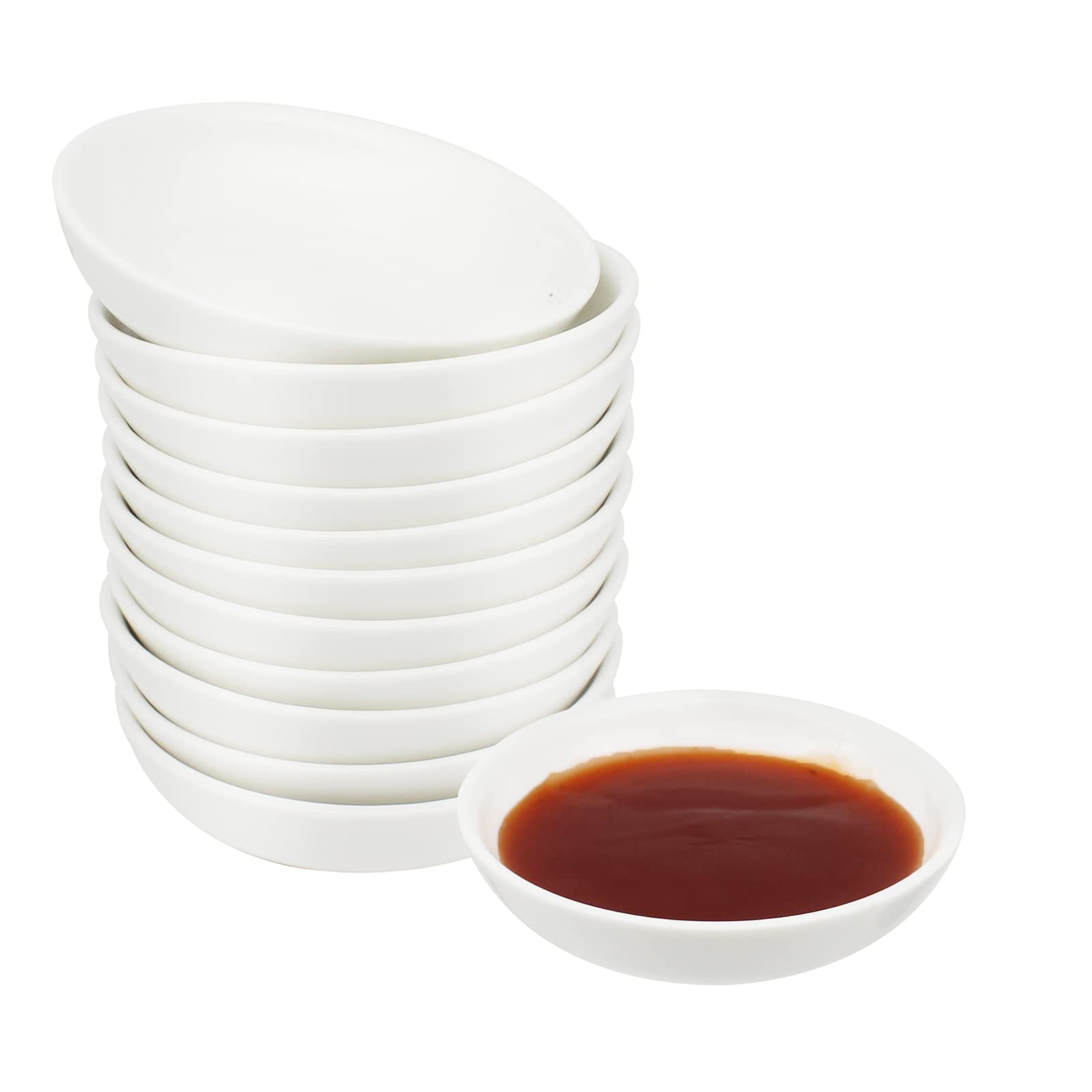 12 Pack Small Ceramic Dipping Bowls - 1.2 oz Mini Sauce Dishes for Soy Sauce, BBQ, Ketchup, Vinegar | Porcelain Appetizer Bowls for Parties, Restaurants & Home Use (White)