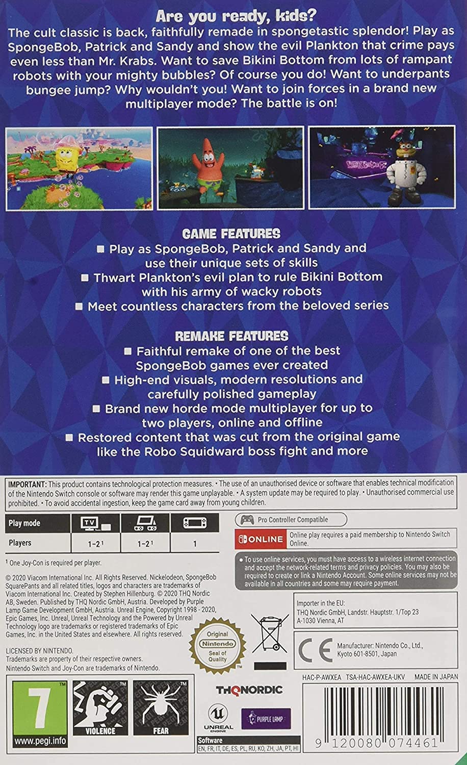 SpongeBob SquarePants: Battle for Bikini Bottom - Rehydrated Game for Nintendo Switch | Fun Adventure Platformer for Kids & Adults | Perfect for Family Game Night & Travel Entertainment