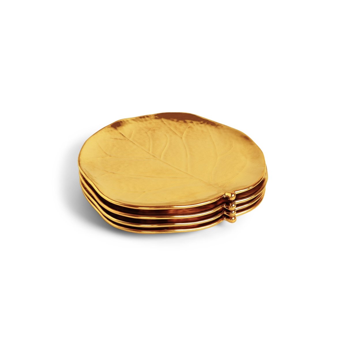 Elegant Botanical Leaf Gold Tidbit Plates Set - 12-Piece Appetizer Plates for Parties, Weddings & Home Decor