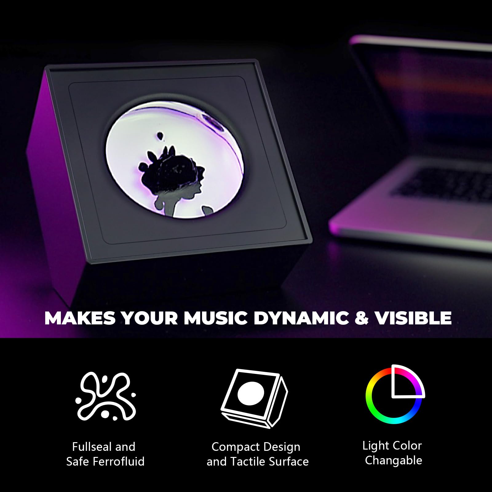 Ferrofluid Music Visualizer - Dancing Sound Sensitive Speaker with RGB Lights | Science Desk Toy for Office, Bedroom & Study | Perfect for Music Lovers, Tech Enthusiasts & Unique Gift Ideas