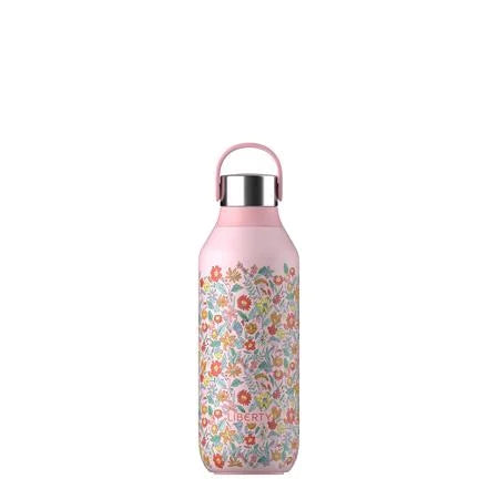 Chilly's 500ml Series 2 Reusable Water Bottle - Liberty Summer Sprigs Blush Pink | Leakproof Stainless Steel Insulated Bottle for Hot & Cold Drinks | Perfect for Gym, Hiking, Office & Travel