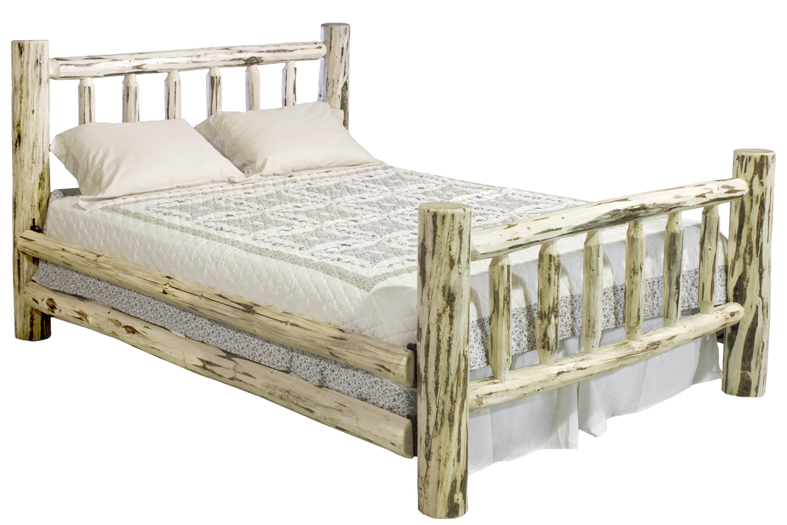 Montana Woodworks Unfinished Queen Size Log Bed Frame - Rustic Solid Wood Bedroom Furniture for Cabin, Lodge & Country Home Decor