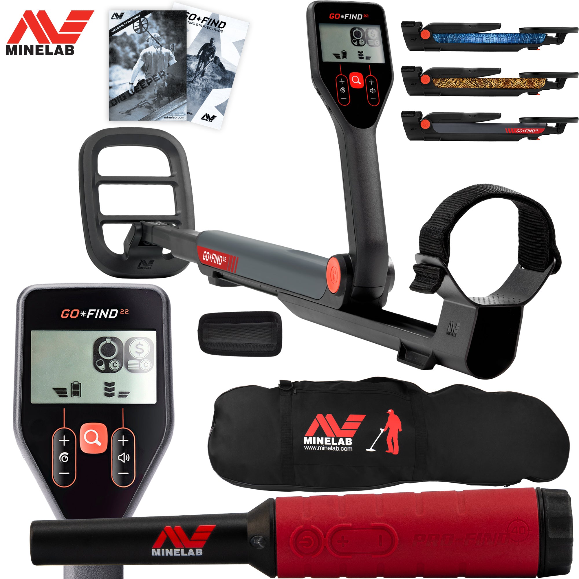 Minelab GO FIND 22 Metal Detector with Pro Find 40 Pinpointer & Carry Bag - Perfect for Treasure Hunting, Beach Combing & Outdoor Adventures
