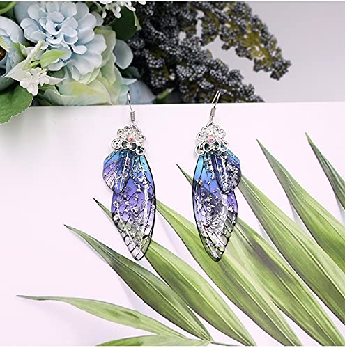 Vibrant Multicolored Butterfly Wing Hook Earrings - Elegant Acrylic Insect Drop Earrings with Crystal Accents for Women | Perfect for Parties, Weddings & Boho Fashion