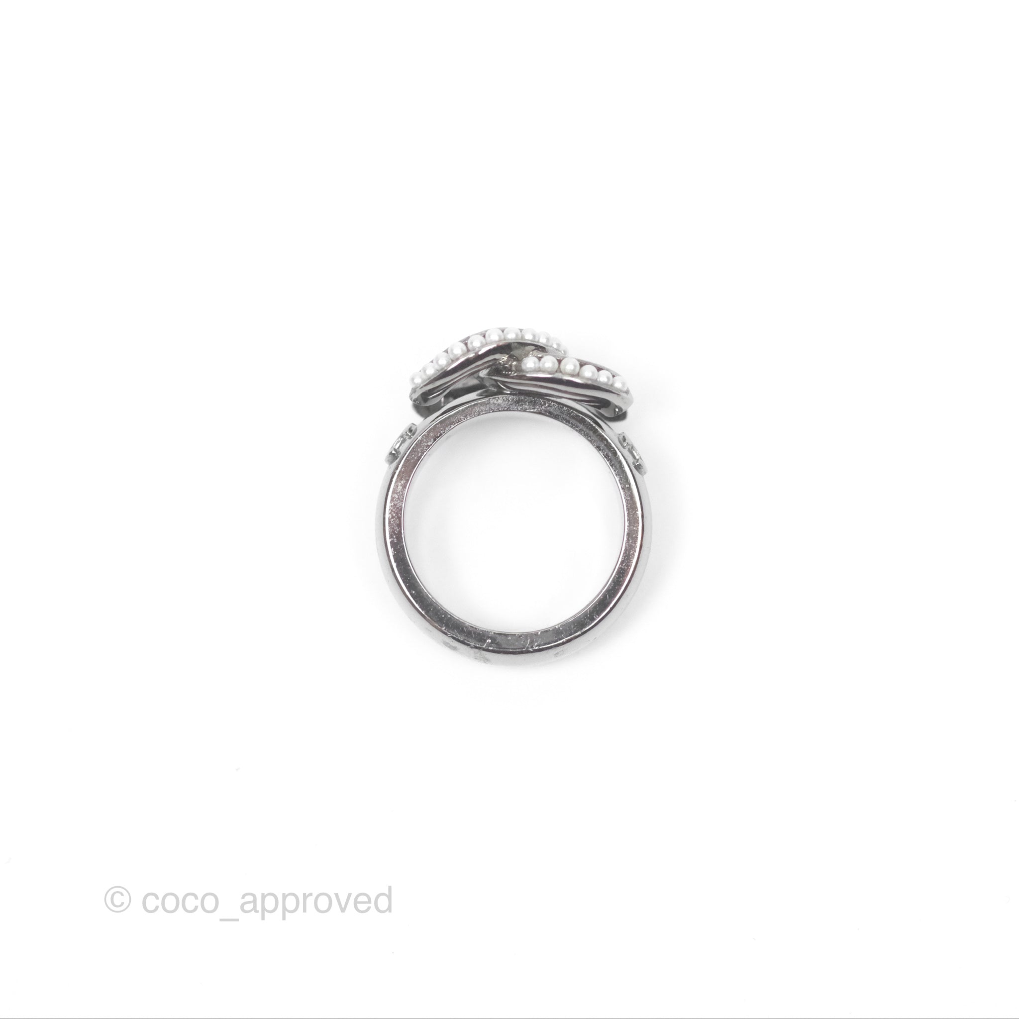 Chanel CC Ring Brushed Silver Tone 10A - Elegant Fashion Jewelry for Women | Perfect for Parties, Weddings & Date Nights
