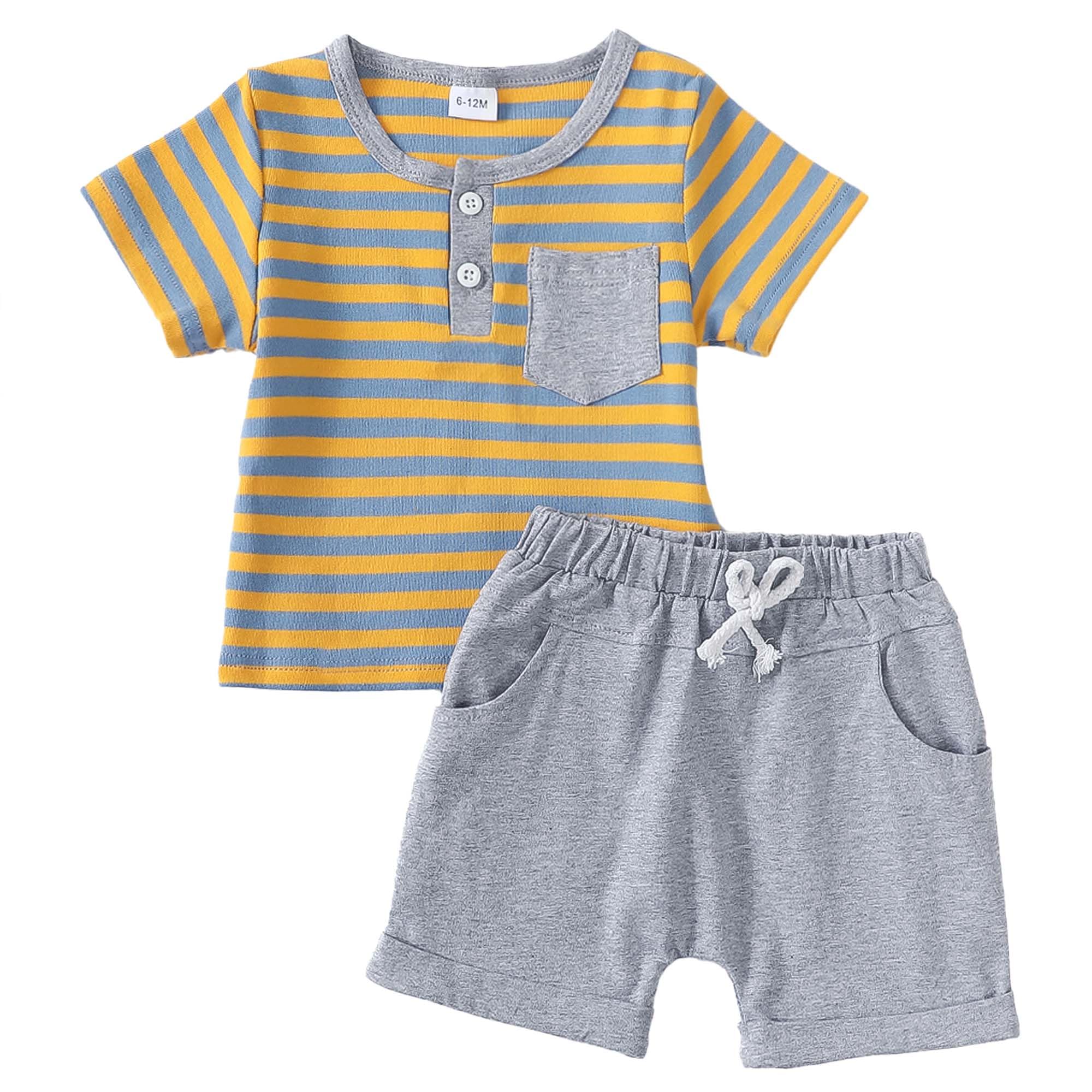 Toddler Boys Summer Outfit Set - Cotton Short Sleeve Shirt & Shorts for Baby Boys | Playtime, Beach & Outdoor Activities