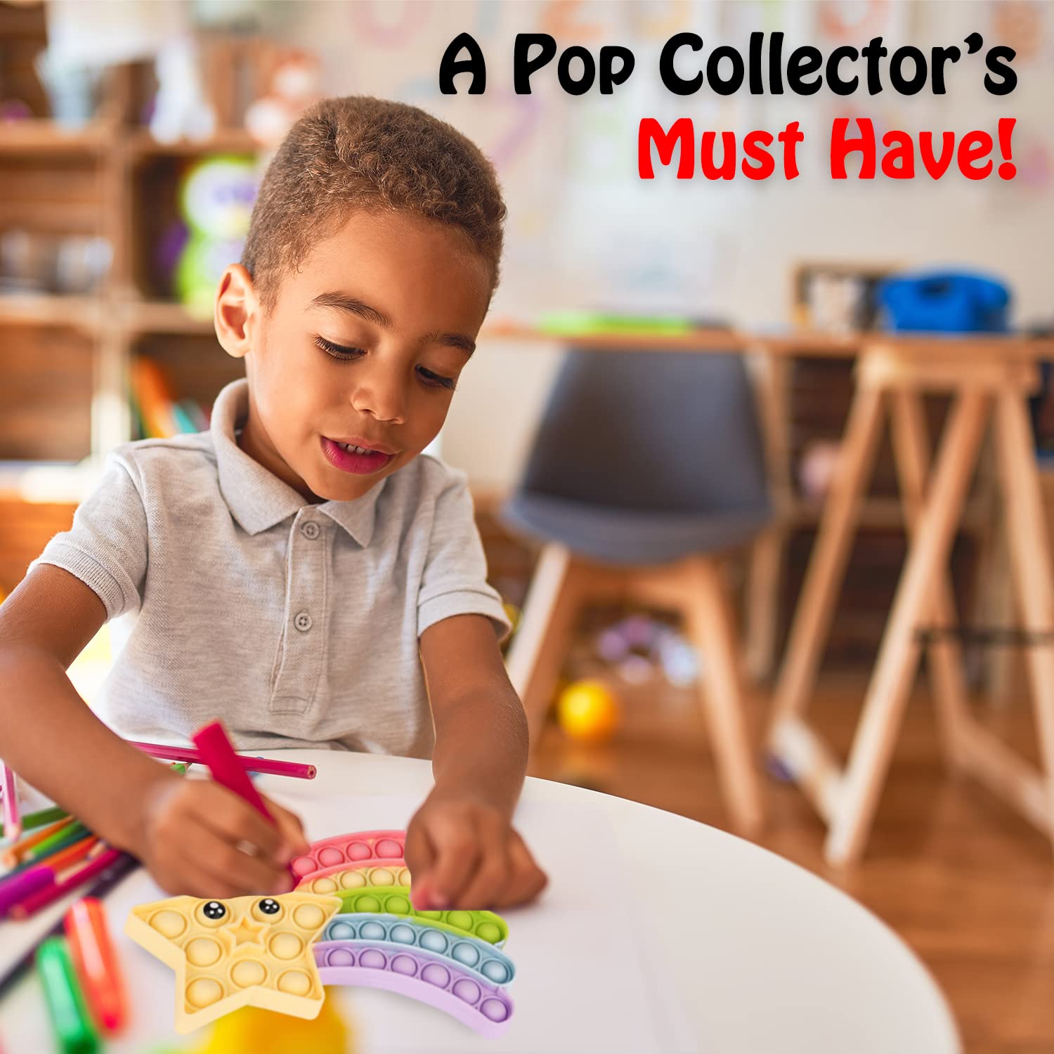 Star Pop Its Fidget Toy - Christmas Arts & Crafts Sensory Game for Kids with Markers | Stress Relief Popper Toy for Toddlers, Boys & Girls | Stocking Stuffers, Birthday Gifts & Classroom Activities