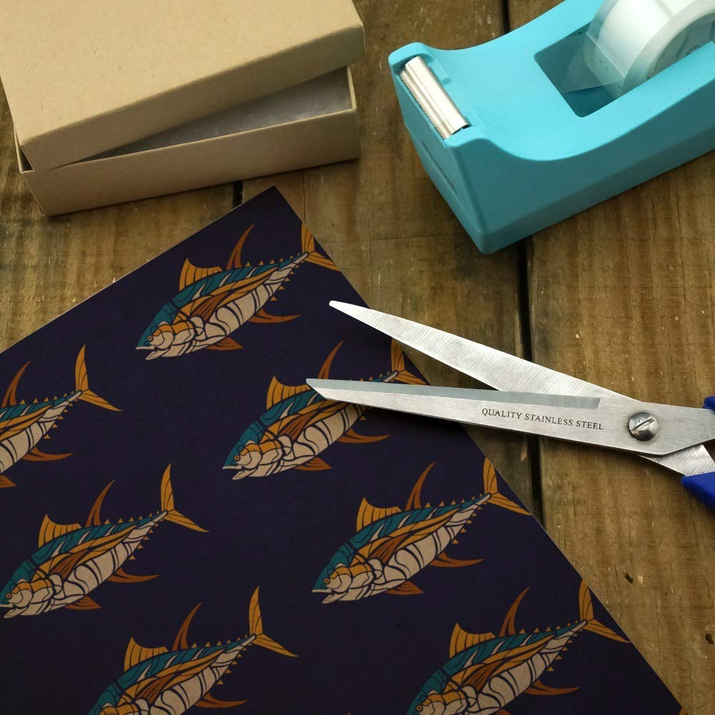Premium Kraft Roll Gift Wrap Paper - Tuna Fish Design for Unique Present Wrapping | Perfect for Birthday Gifts, Christmas Presents & Special Occasions