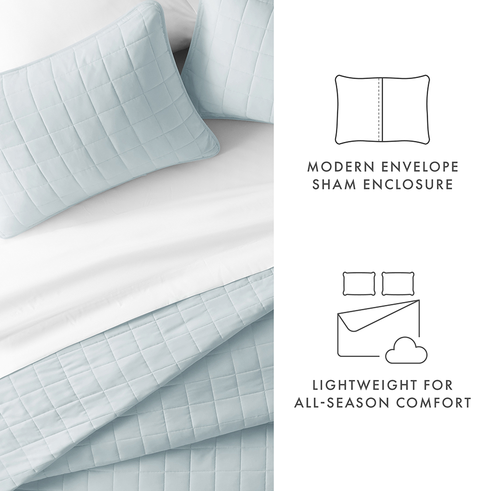 3 Piece Square Quilted Coverlet Set - Luxury Bedding for Queen/King Size Beds - Perfect for Master Bedrooms, Guest Rooms & Cozy Home Decor