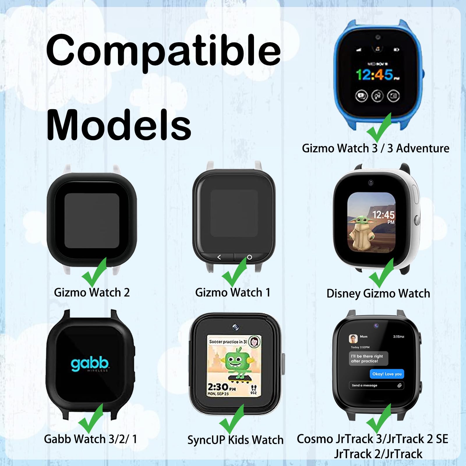 2 Pack Silicone Sport Band for Gizmo Watch 3/2/1, Gabb Watch 3e/3/2/1, SyncUp & Cosmo JrTrack - Soft Breathable Small Smartwatch Replacement Bands for Kids Active Play & Daily Wear