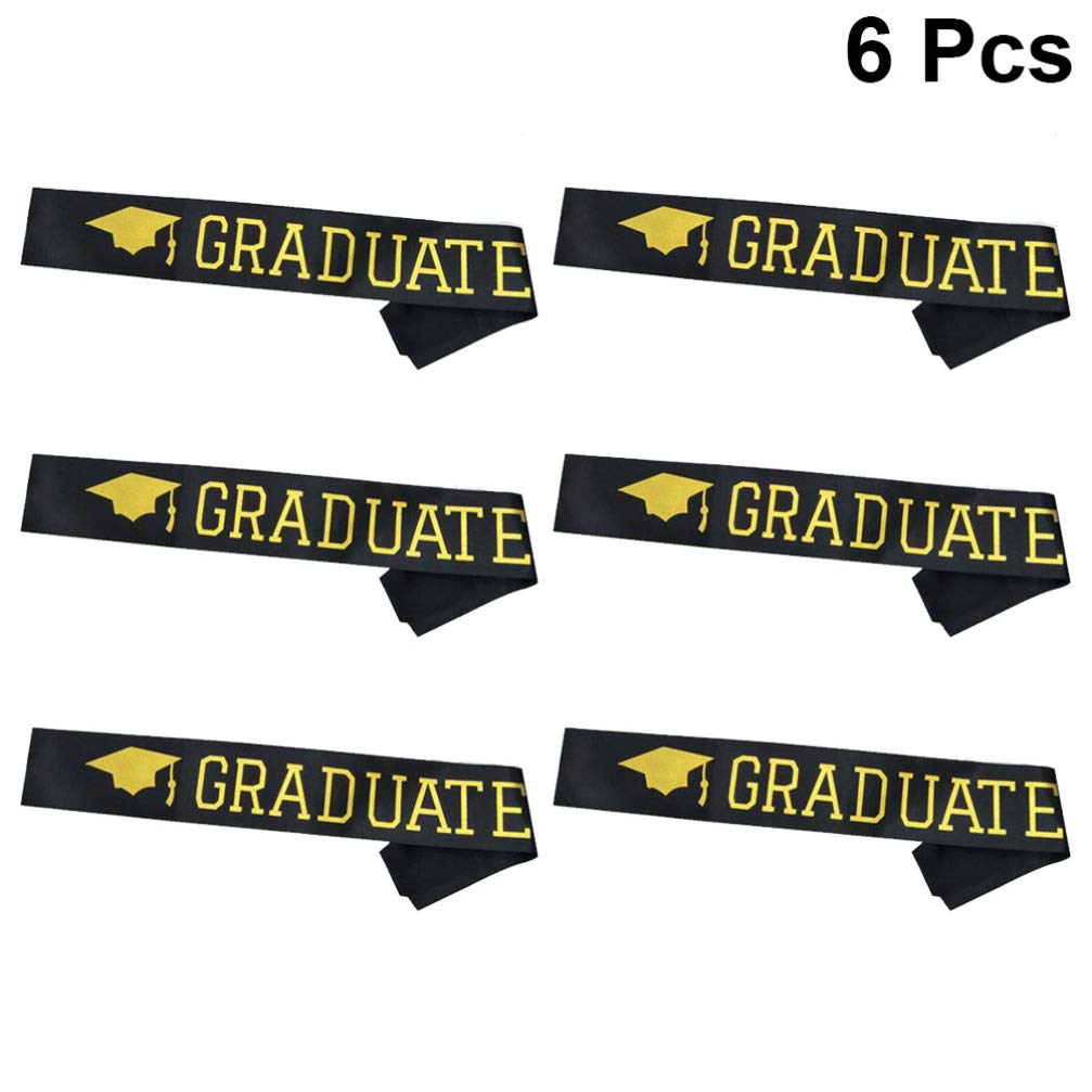 Amosfun 6Pcs Graduation Stoles - Printed Honor Sash for Bachelor's Degree Graduates | Perfect for Graduation Ceremonies, Parties & Academic Celebrations