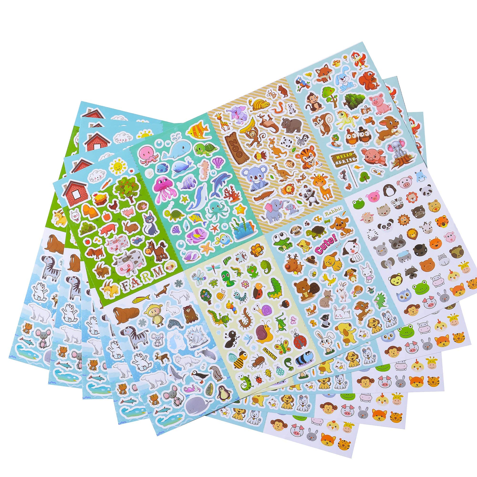 Kids Stickers - 2 Packs of 3100+ Cute Animal & Puffy Stickers for Scrapbooking, DIY Crafts, School Projects & Reward Incentives