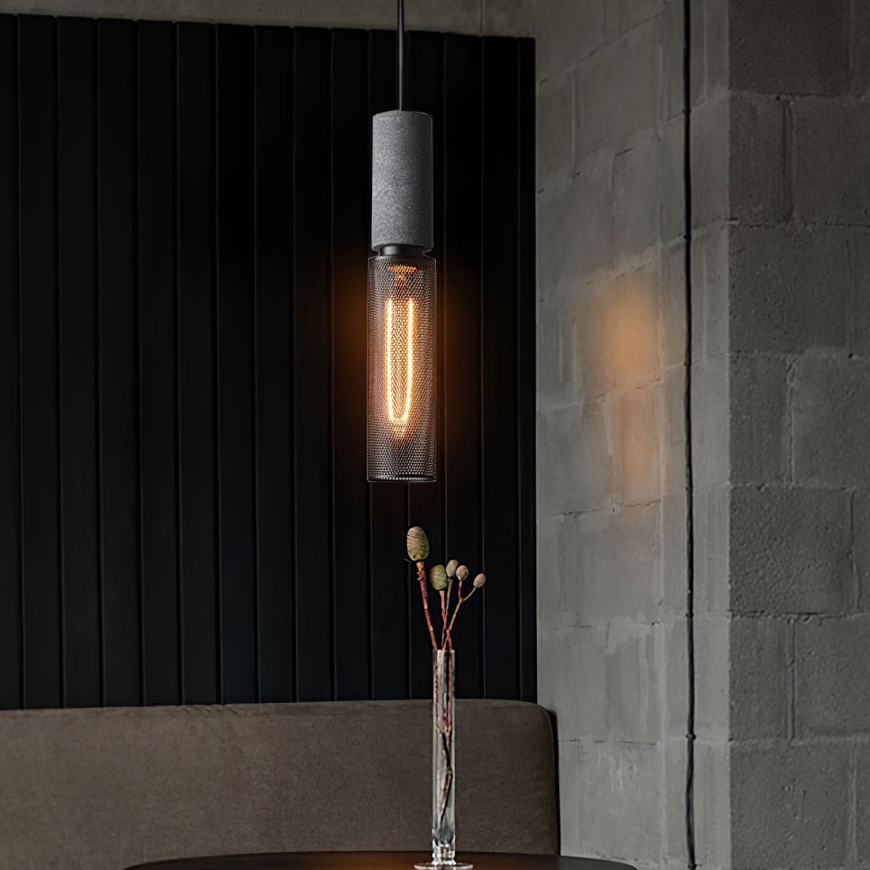 Modern Cement Mesh Pendant Light - Industrial Style Hanging Fixture for Kitchen Island, Dining Room & Bedroom Lighting