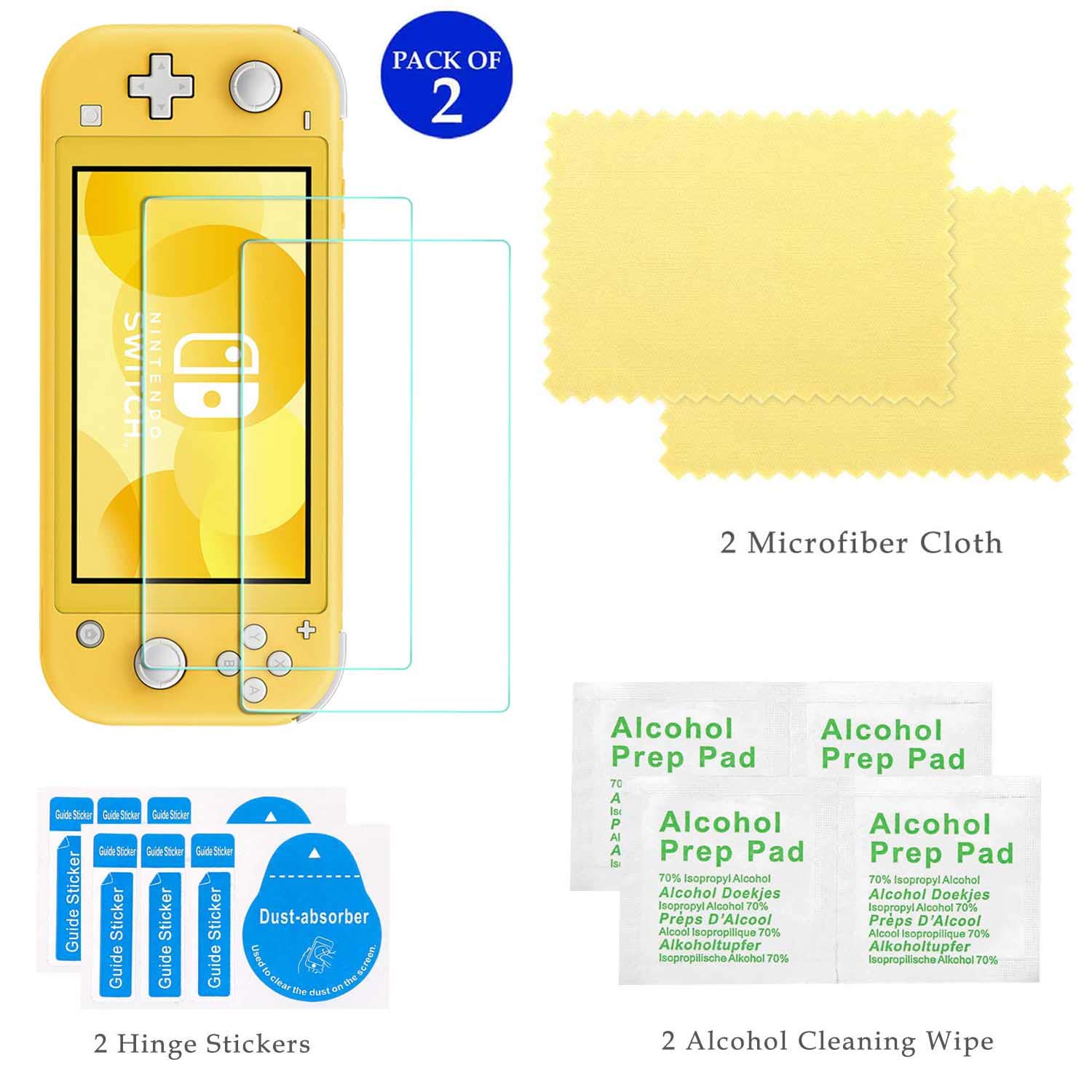 YOOWA Nintendo Switch Lite Accessories Bundle - Carrying Case, Protective Cover, 2-Pack Tempered Glass Screen Protector, Adjustable Stand, 6 Thumb Grips | Perfect for Travel, Gaming Protection & Enhanced Gameplay