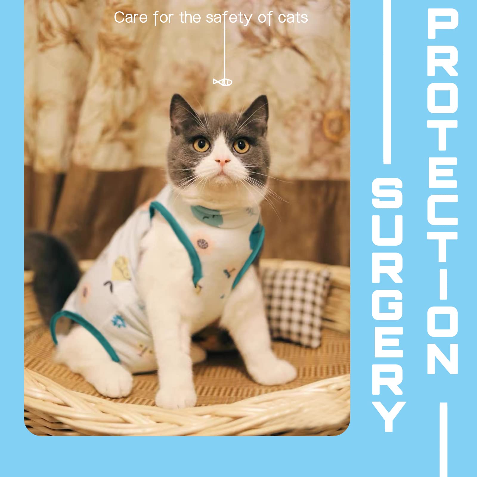 3-Piece Cat Recovery Suit After Surgery - Anti-Licking Wound Protection for Cats & Dogs | Soft E-Collar Alternative for Spay/Neuter, Abdominal Surgery | Female Cat Onesie (Size L) - Perfect for Post-Op Care & Comfort at Home