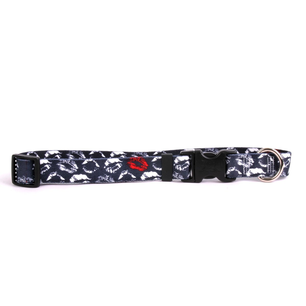 Yellow Dog Design Kisses Black Dog Collar - 1 Inch Wide Adjustable Pet Collar for Medium to Large Dogs (Fits 18-28 Inch Neck) - Perfect for Walks, Training & Everyday Use