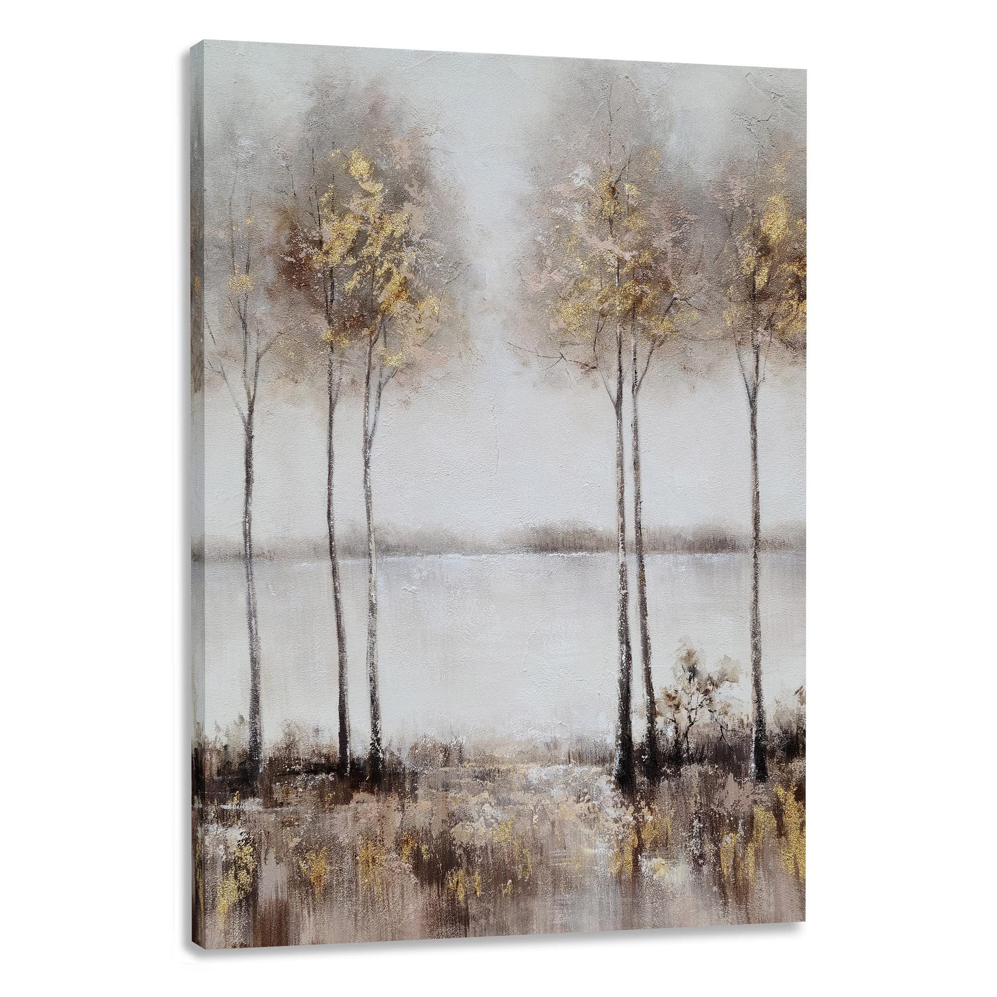 Modern 3D Hand-Painted Abstract Tree Canvas Wall Art - Acrylic Forest Painting for Living Room, Bathroom & Home Office Decor - Ready to Hang 28x20 Inch - Perfect for Zen Spaces, Meditation Rooms & Nature-Inspired Interiors