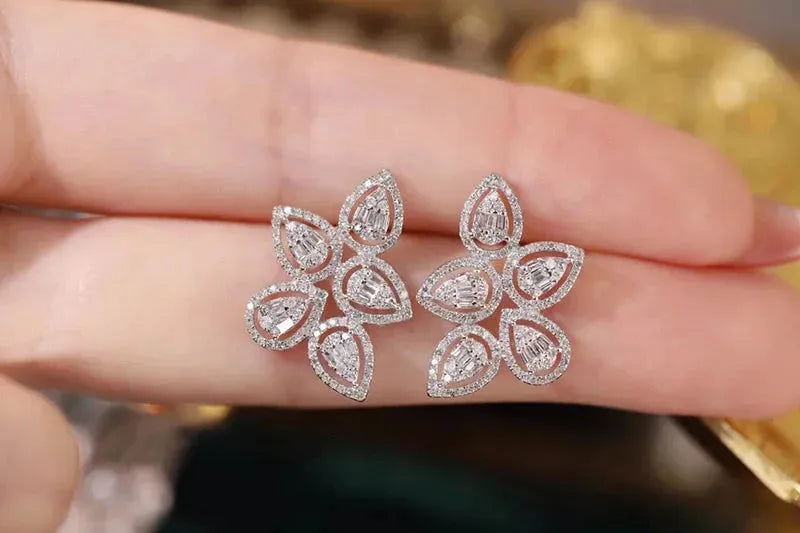 18K White Gold Diamond Stud Earrings for Women - 0.90 Carat Real Natural Diamonds, Fashion Party Jewelry - Perfect for Weddings, Anniversaries & Special Occasions