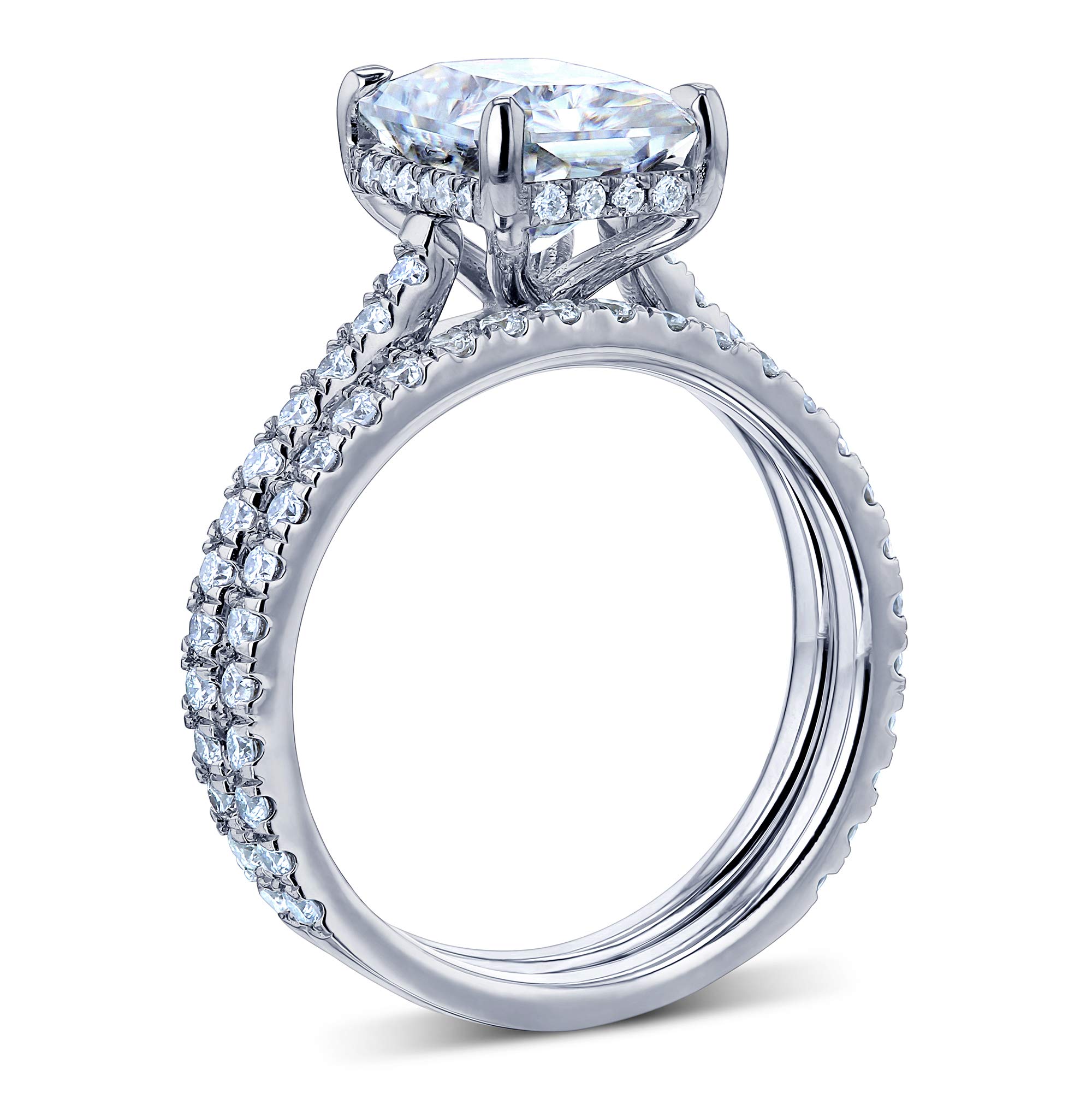 2.7ct Radiant Cut Moissanite Drop Halo Engagement Ring & Wedding Band Set - Elegant Bridal Jewelry for Proposals, Anniversaries & Special Occasions