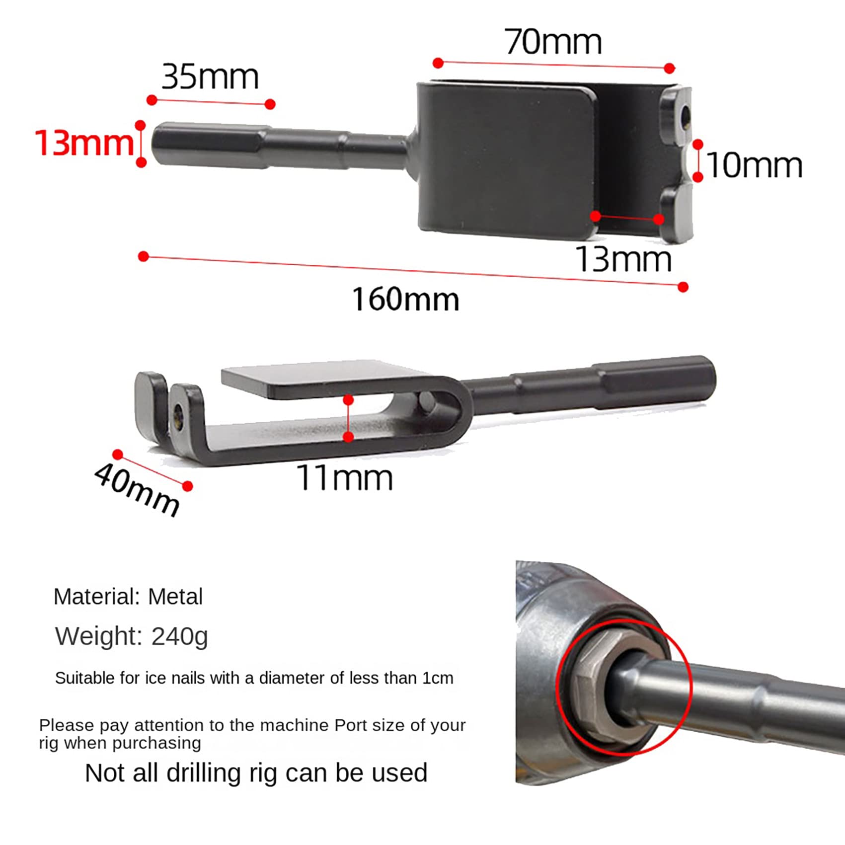 JUMXSRLE Universal Ice Anchor Power Drill Adapter - Heavy Duty Ice Fishing Accessories Kit for Quick Shelter Setup | Compatible with Most Power Drills | Perfect for Winter Camping, Ice Fishing & Outdoor Adventures
