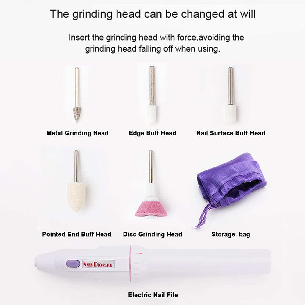 Ubersweet® Professional Portable Electric Nail Drill Machine - Rechargeable Nail File Kit with 6 Drill Bits for Gel Nails, Manicure & Pedicure - Perfect Gift for Women & Girls - Home Salon & Travel Nail Care Solution