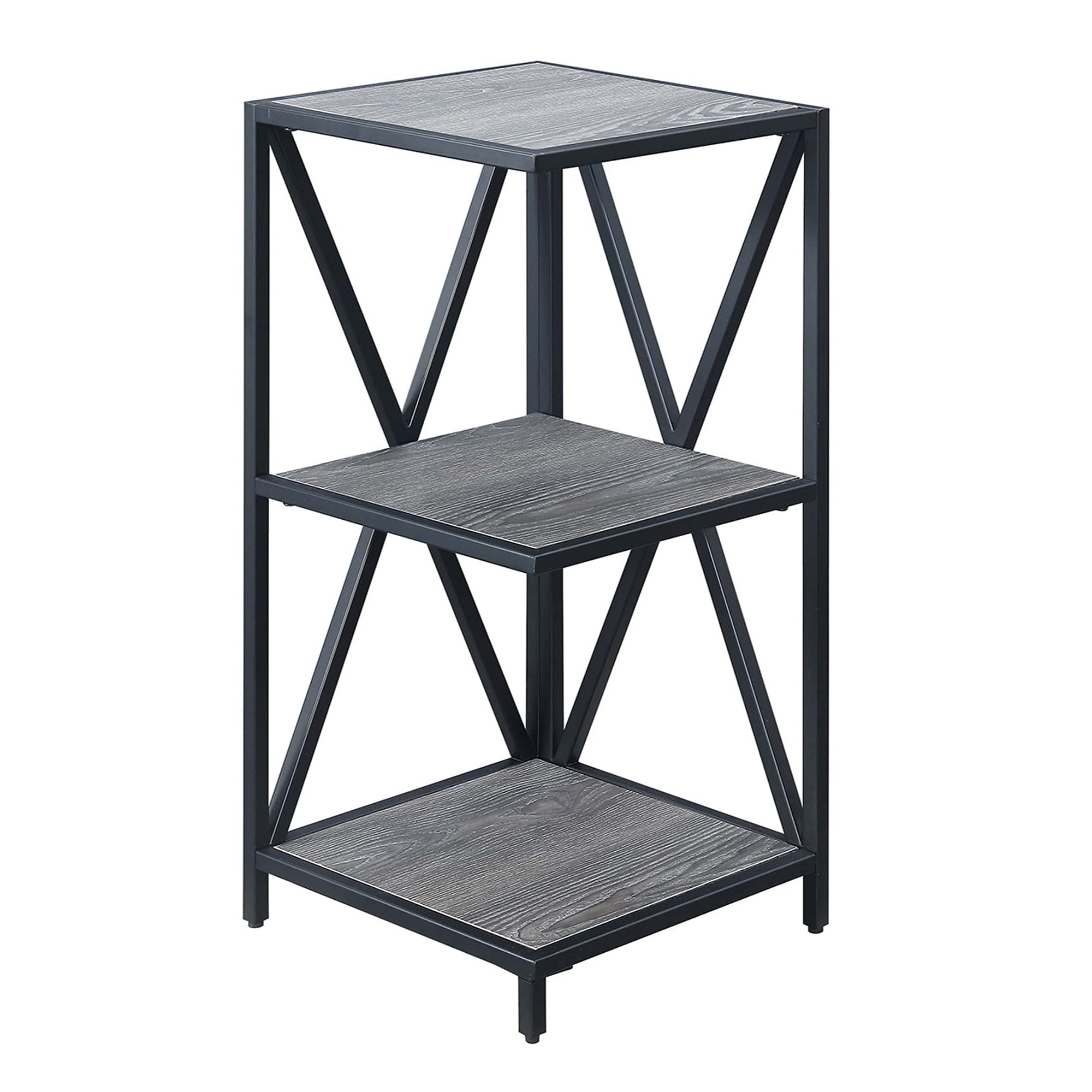 Ergode Tucson 3-Tier Metal Corner Bookcase - Stylish Space-Saving Storage for Living Room, Office, or Bedroom
