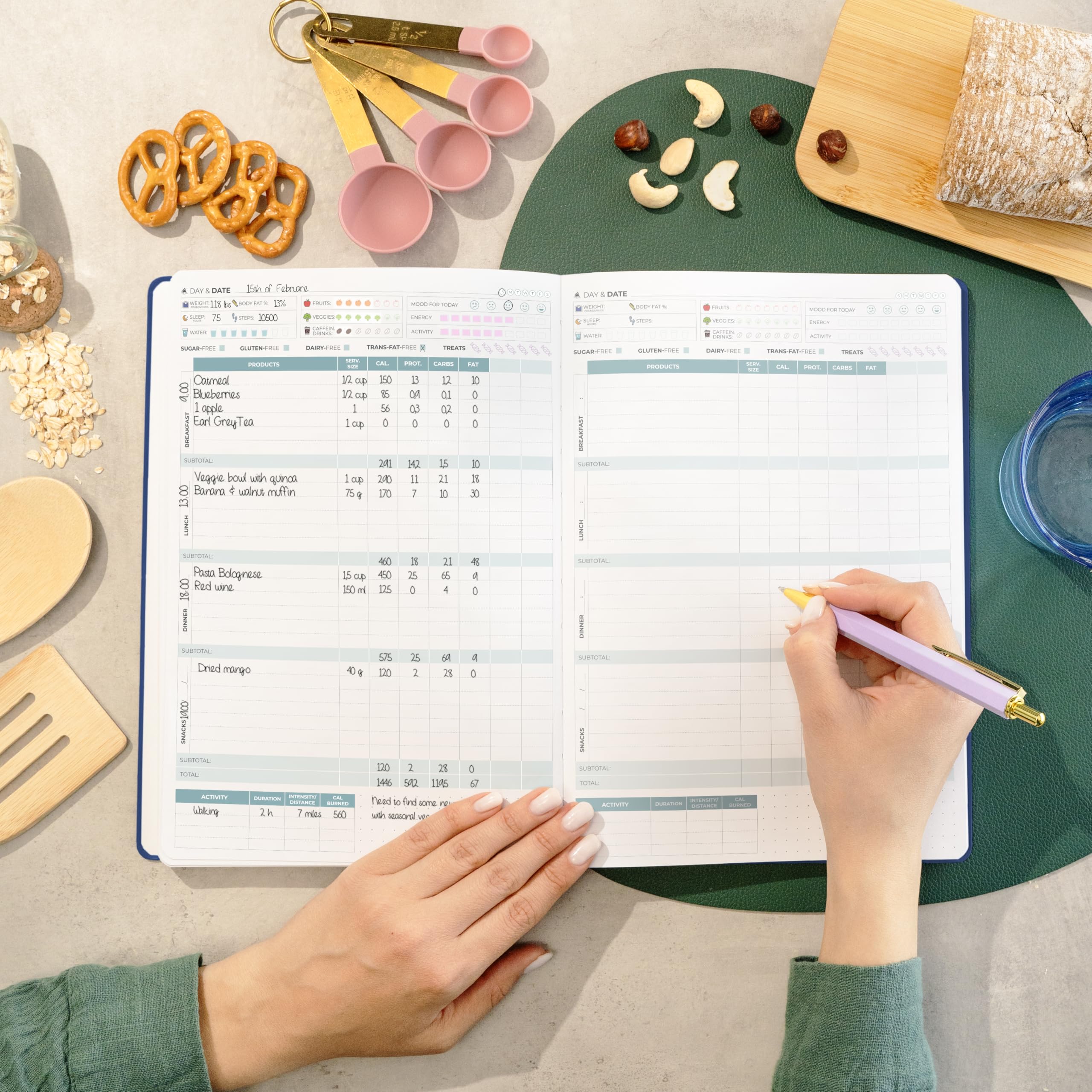 Clever Fox Food Journal Pro - Diet & Wellness Planner for Weight Loss with Calorie Tracker - Meal & Exercise Log Book for Women & Men - Undated 7x10 Inch Mystic Blue - Perfect for Fitness Tracking & Healthy Lifestyle