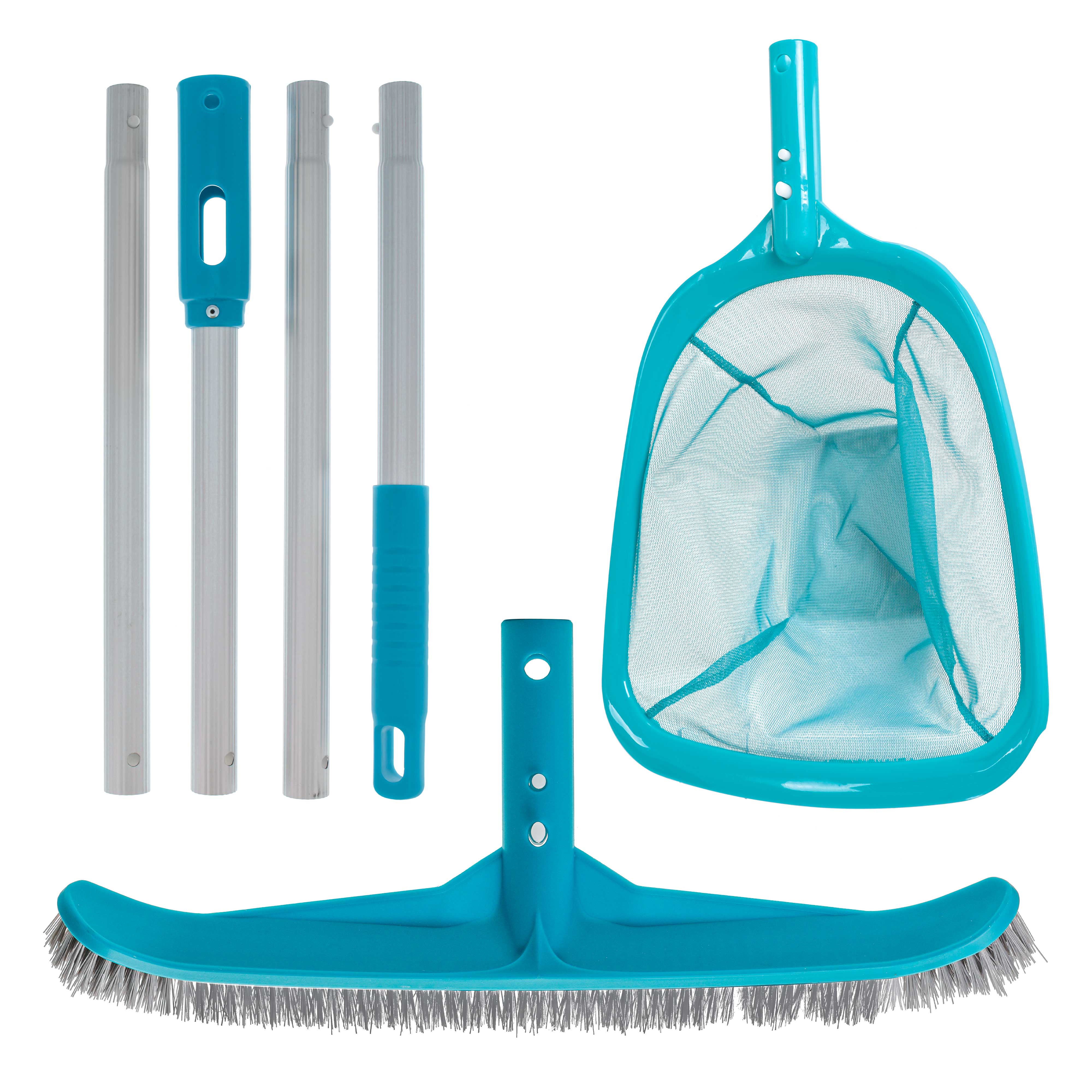 **Premium Pool Maintenance Kit - Leaf Skimmer Net, Nylon Brush & Adjustable Telescopic Pole for Deep Cleaning | Heavy-Duty 6
