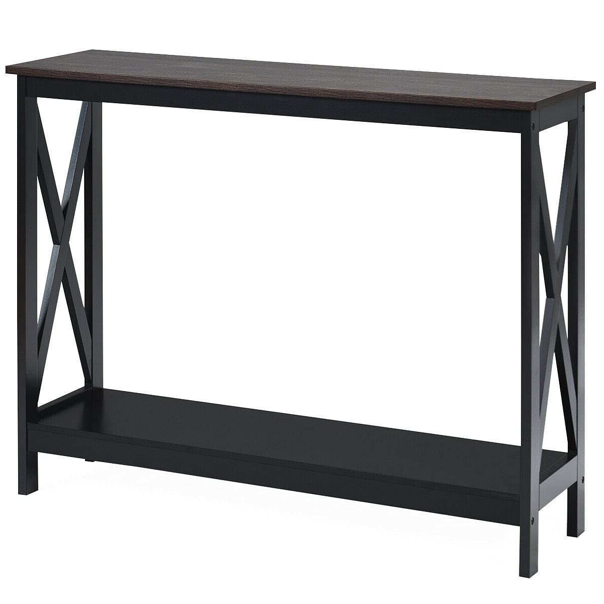 2-Tier Entryway Console Table with Bookshelf - Hallway Sofa Side Table for TV Stand, Books, Photo Frames & Plants - Versatile Accent Furniture for Phone Chargers, Remotes & Keys - Perfect for Living Room, Bedroom or Office Decor
