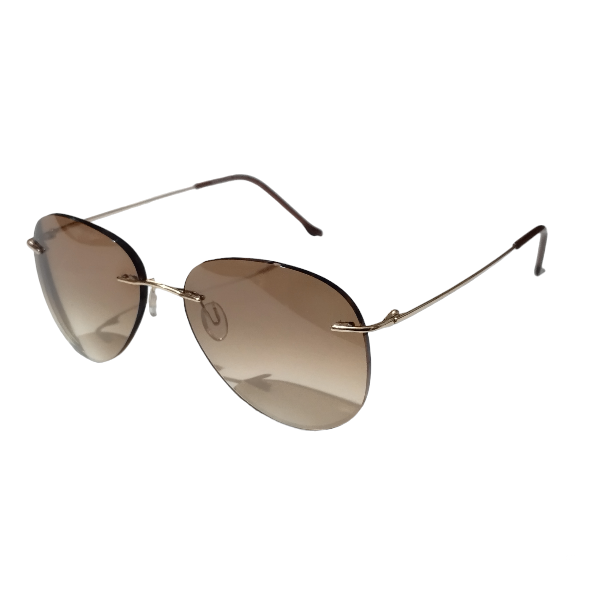 Stylish Rimless Brown Gradient Sunglasses for Men & Women - UV Protection Polarized Lenses - Perfect for Driving, Beach & Outdoor Activities