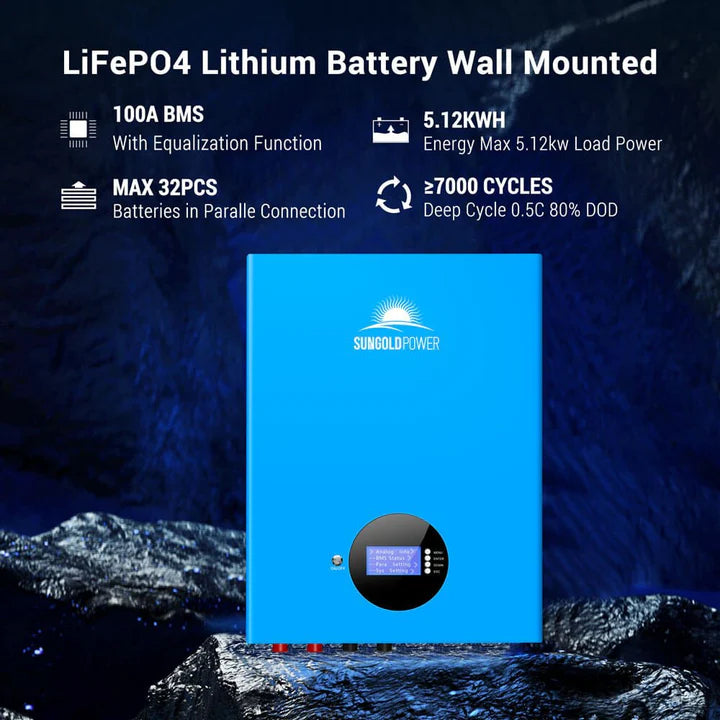 5.12KWH LiFePO4 Powerwall Battery SG48100M - Solar Energy Storage for Home Backup & Off-Grid Power Supply