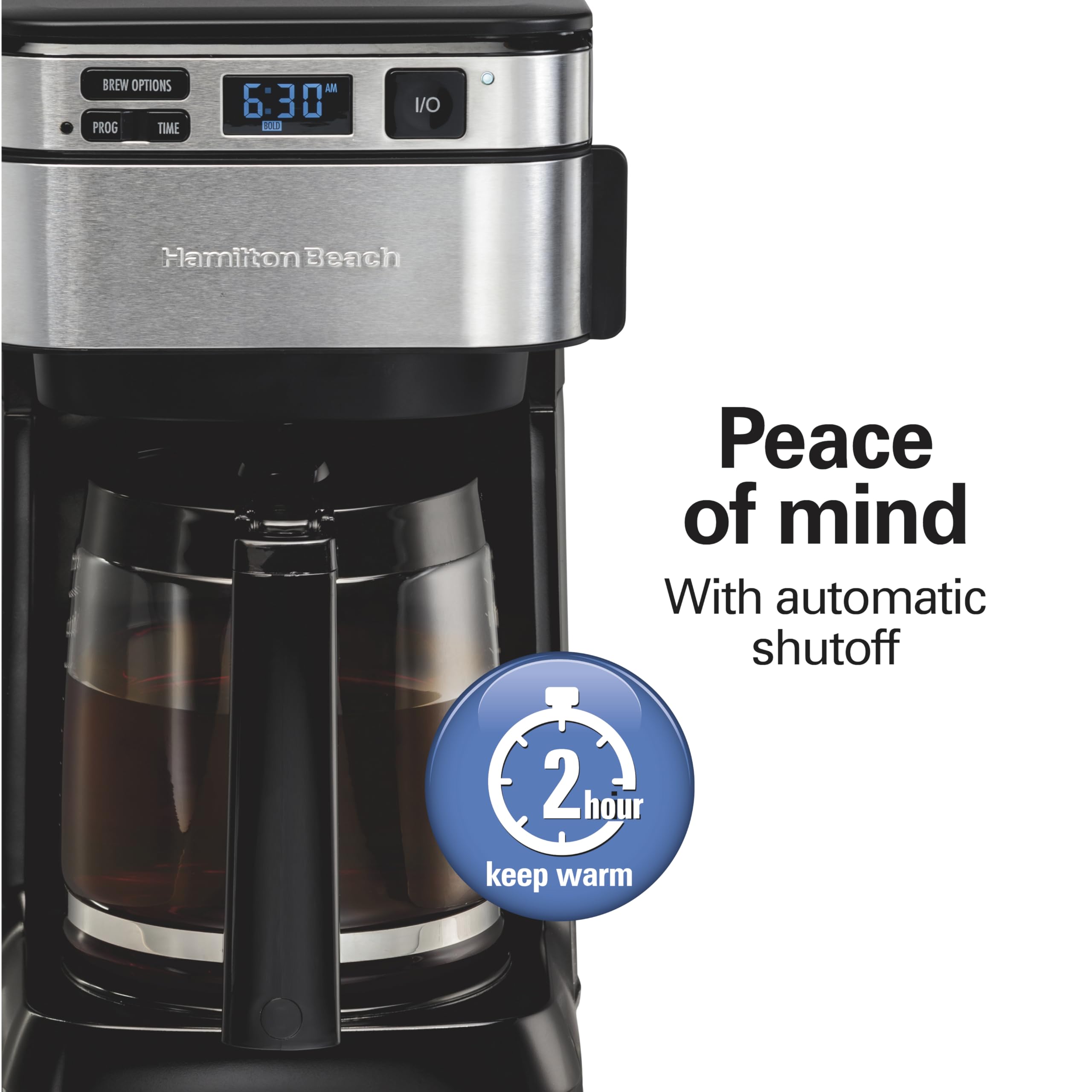 Hamilton Beach 12-Cup Programmable Drip Coffee Maker with Front Access Easy Fill, Pause & Serve Feature, 3 Brewing Options - Perfect for Home, Office & Entertaining (Black, Model 46310)