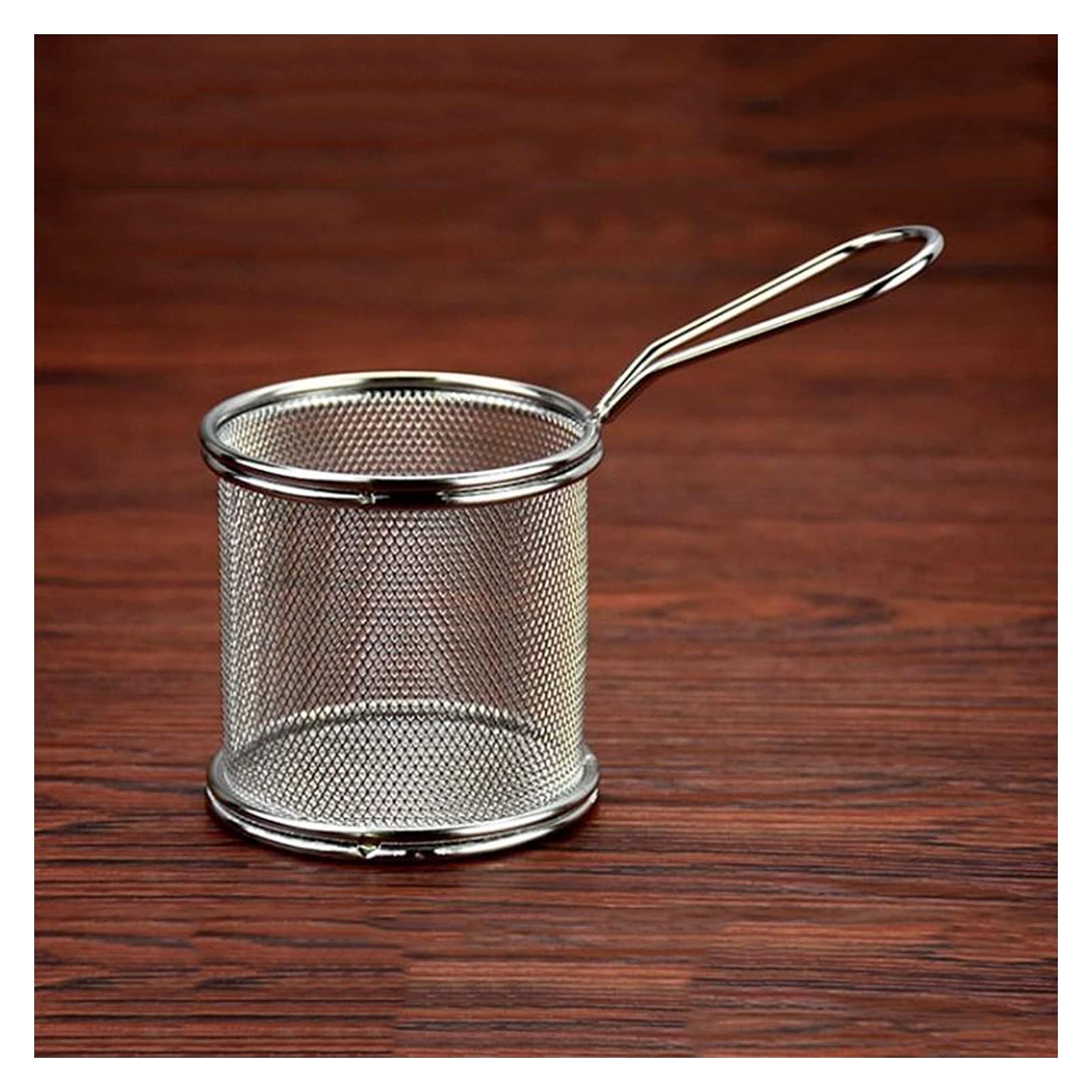 Stainless Steel French Fry Basket with Handle - Small Fry Chips Basket for Cooking, Filter Mesh Basket for French Fries, Chicken Nuggets, Fish - Perfect for Restaurants, Home Kitchens & Fast Food Prep