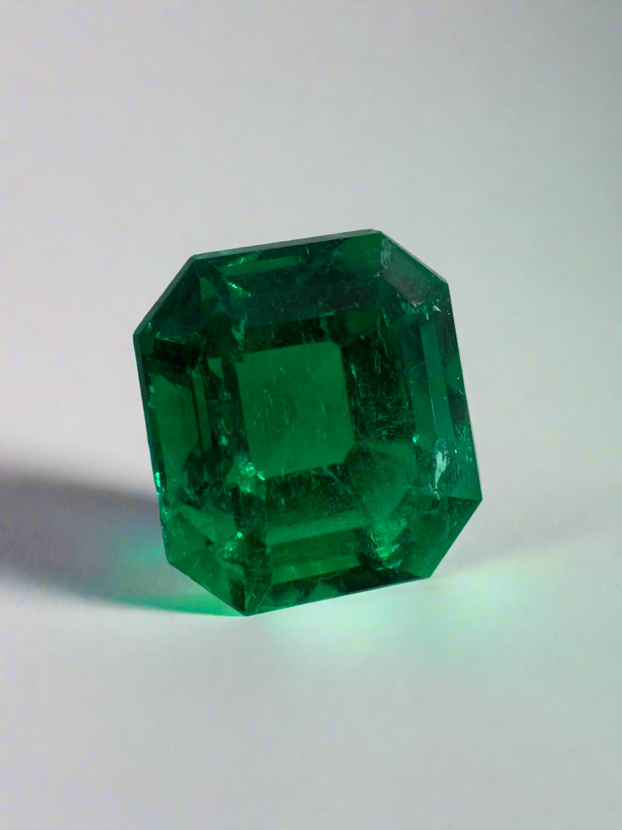 Faith Lab Diamond Art Deco Custom Ring - 1.75 Carat 7.5x6.75mm AAA+ Vivid Muzo Green Colombian Emerald, Emerald Cut Loose Gemstone for Investment & Jewelry Making | Perfect for Engagement Rings, Anniversary Gifts & Luxury Collections