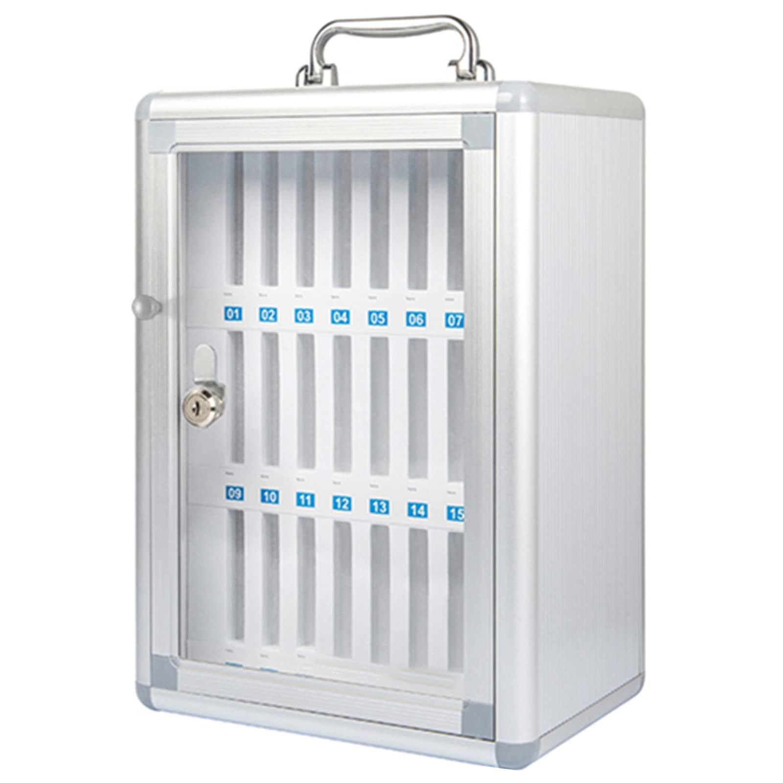 GMTstore Silver Aluminum Alloy Wall Mounted Phone Storage Cabinet - 24-Pocket Clear Organizer for Classroom, Office, Retail & Home Use