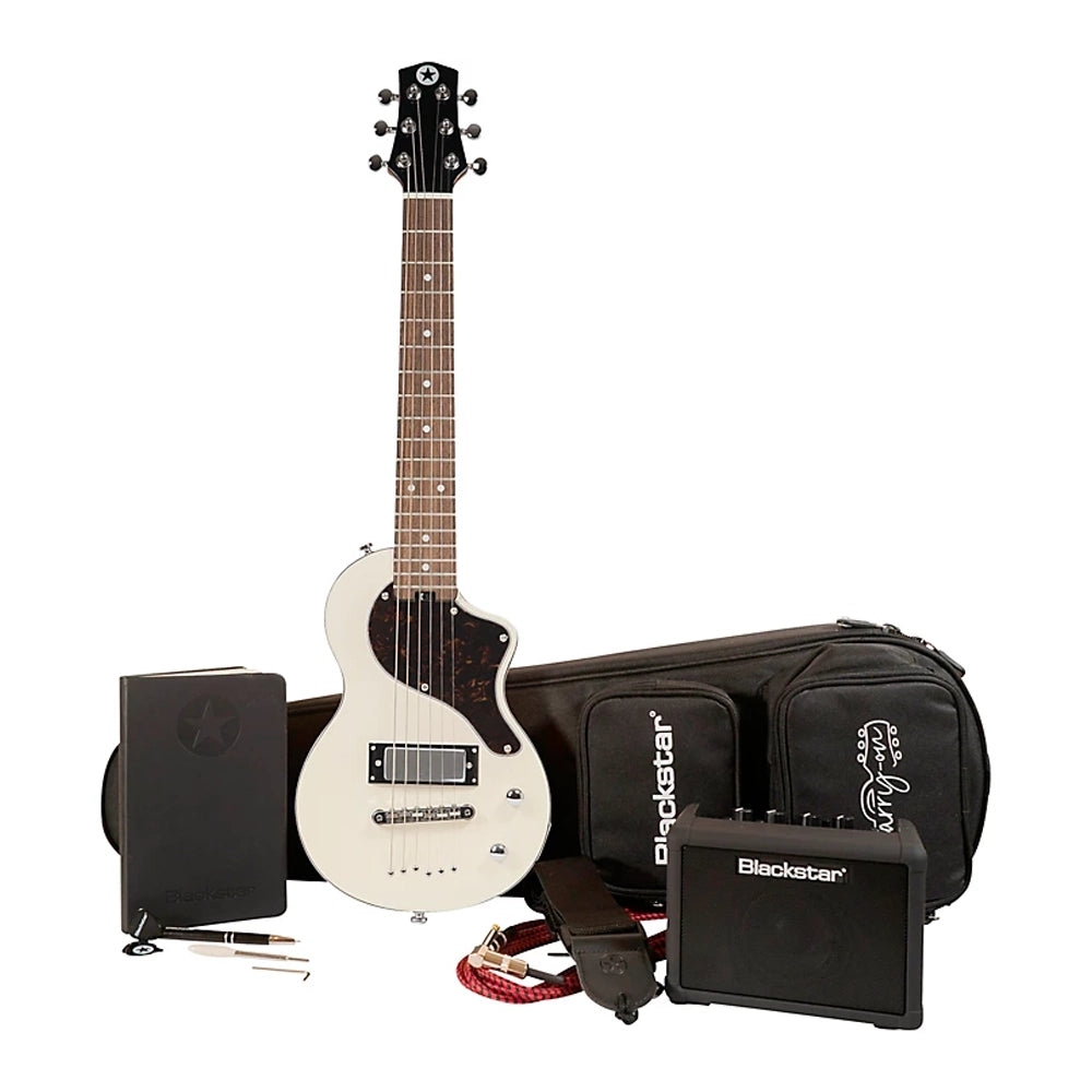 Blackstar Carry On Deluxe Electric Guitar Pack - White | Portable Travel Guitar for Beginners & Professionals | Perfect for Home Practice, Studio Recording & Live Performances