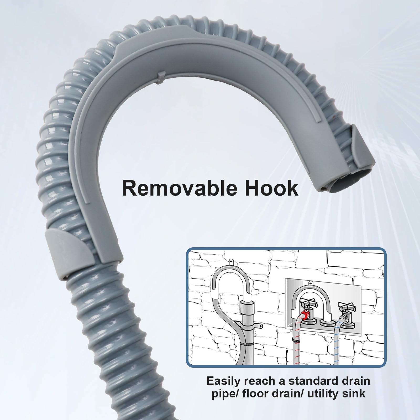 Universal Washing Machine Drain Hose 8ft - Flexible Washer Hose for Whirlpool, GE, Kenmore - Perfect for Laundry Room Installation