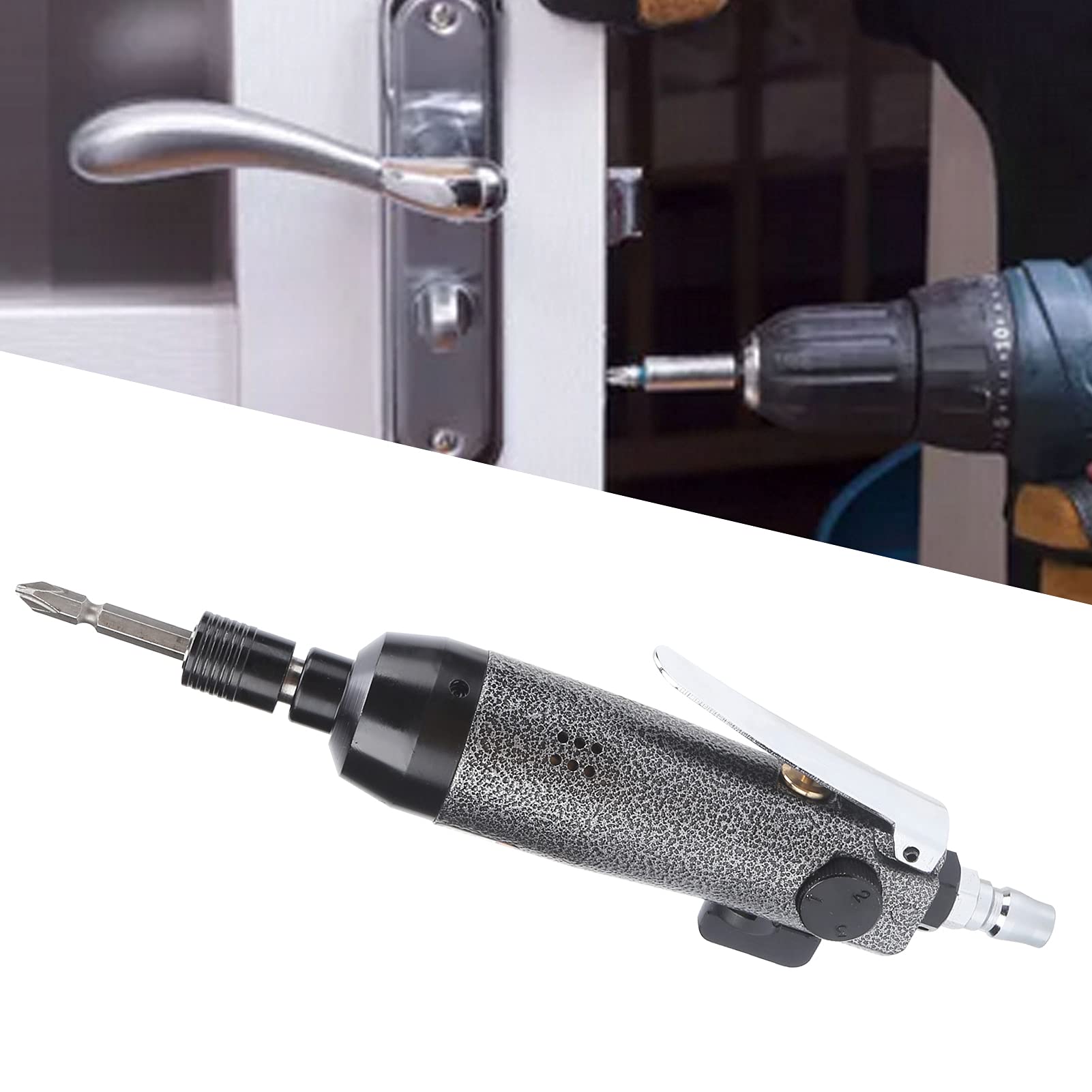 Industrial Grade Pneumatic Screwdriver - 5H KP-305K 9000RPM Straight Type Power Air Tool for Automotive Repair, Furniture Assembly & Metalworking