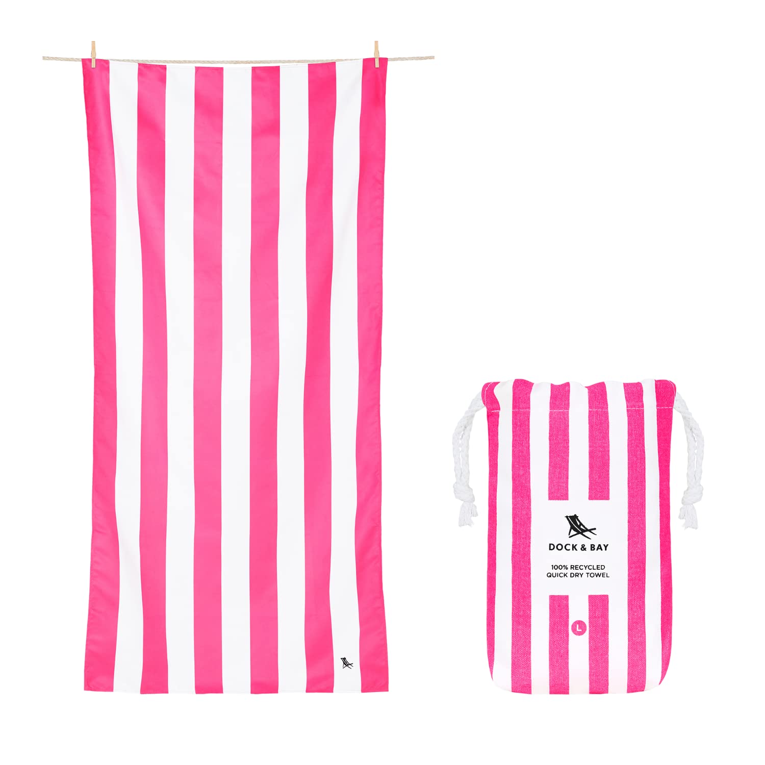 Dock & Bay Quick Dry Sand Free Beach Towel - Super Absorbent & Compact Travel Towel for Swimming, Camping, Vacation - Lightweight 100% Recycled Materials with Carry Bag - Perfect for Beach, Pool, Gym & Outdoor Activities
