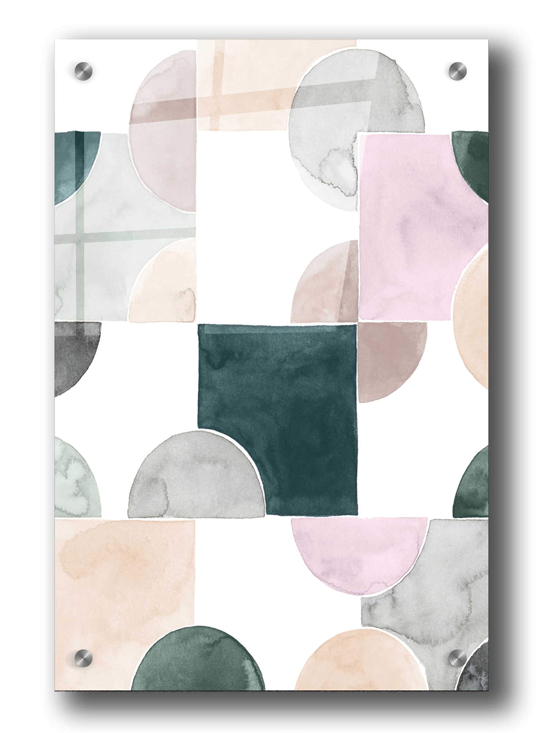 Grace Popp 'Muted Mystery I' Abstract Acrylic Wall Art - 24x36 Inch Modern Glass Canvas Painting for Living Room, Bedroom & Office Decor